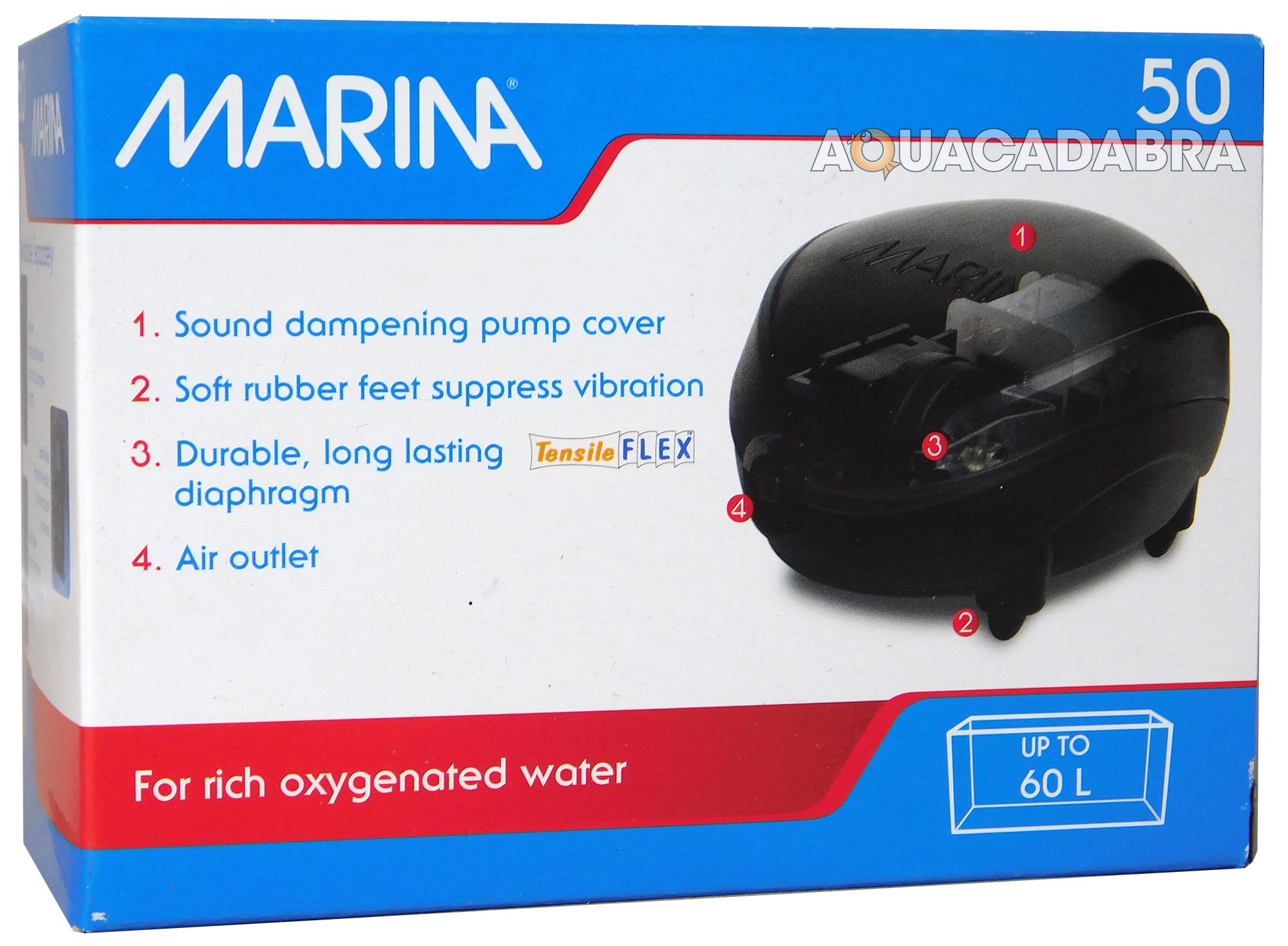 MARINA AIR PUMP POWERFUL QUIET FLOW OXYGEN BUBBLES AIR STONE FISH TANK
