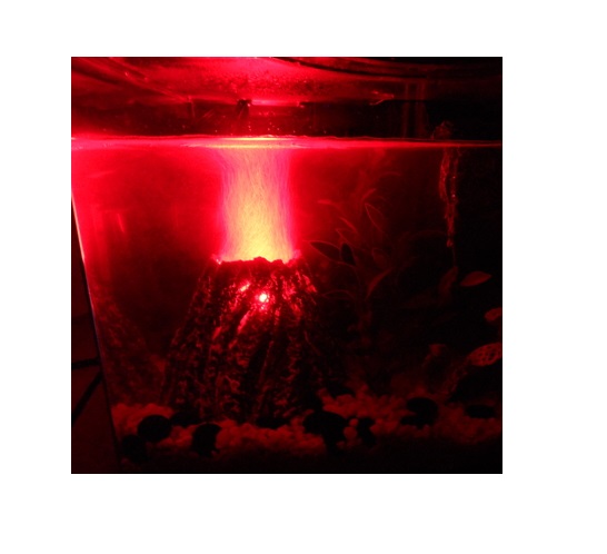 HYDOR H2SHOW AQUARIUM KIT VOLCANO + RED LED LIGHT & AIR BUBBLE MAKER ...