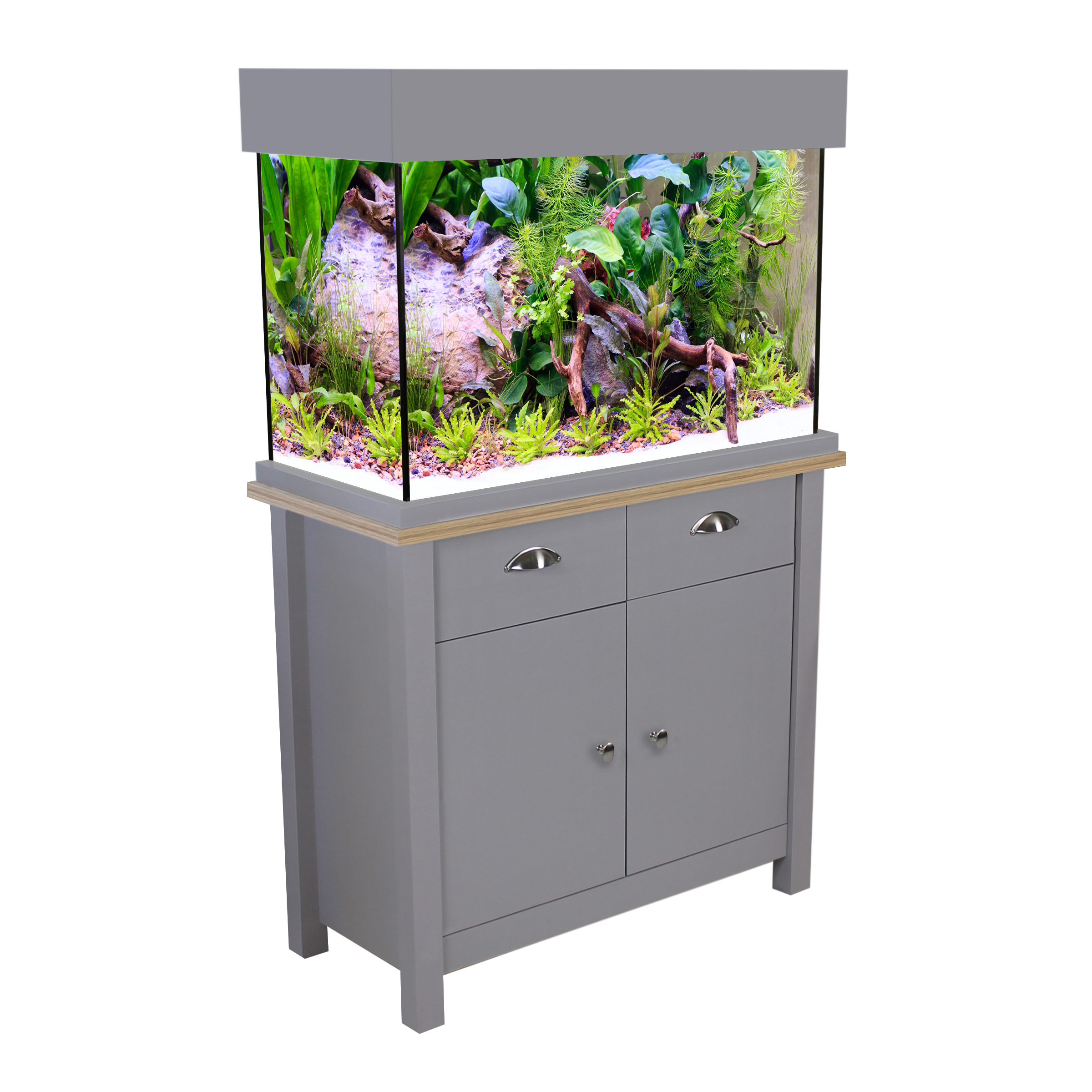 AquaOne OakStyle 145 Shade Aquarium & Cabinet Grey White ...