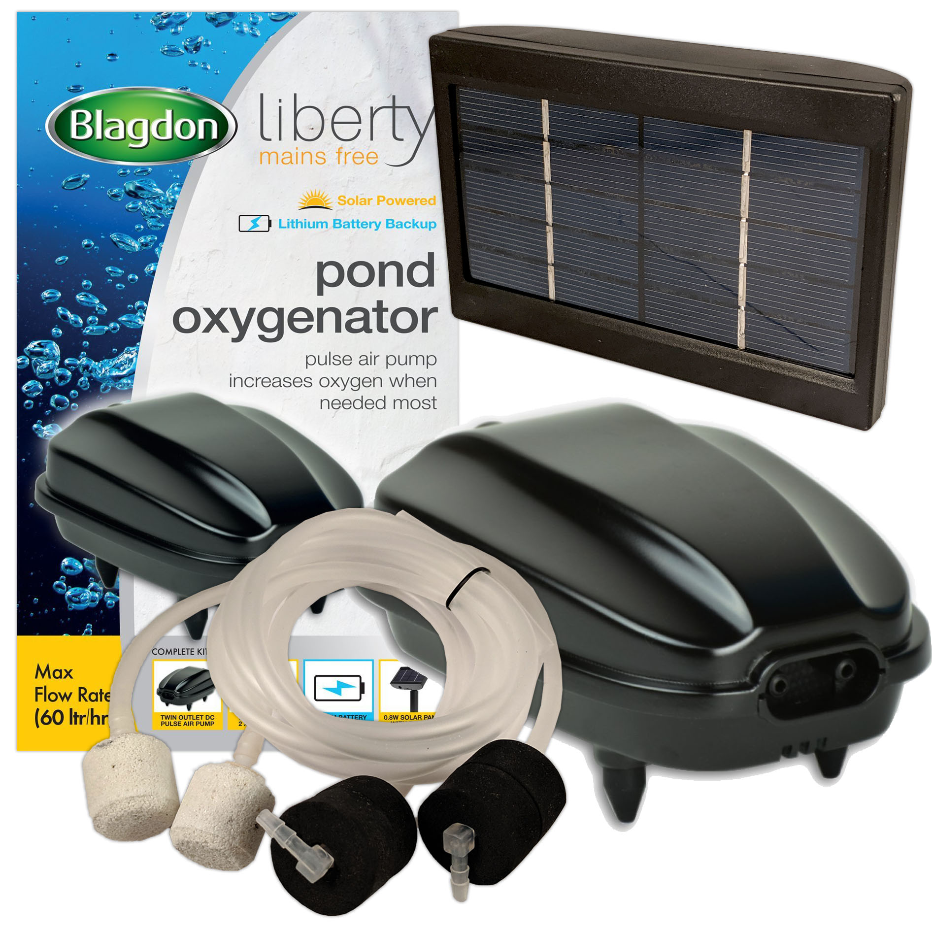 BLAGDON LIBERTY POND OXYGENATOR AIR PUMP AERATION SOLAR POWER BATTERY