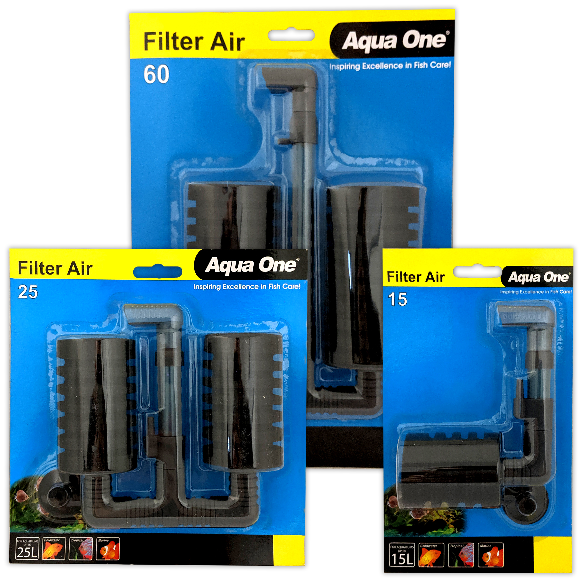 Aqua One Filter Air 15 25 60 Aeration Sponge Aquarium Fish Tank Needs