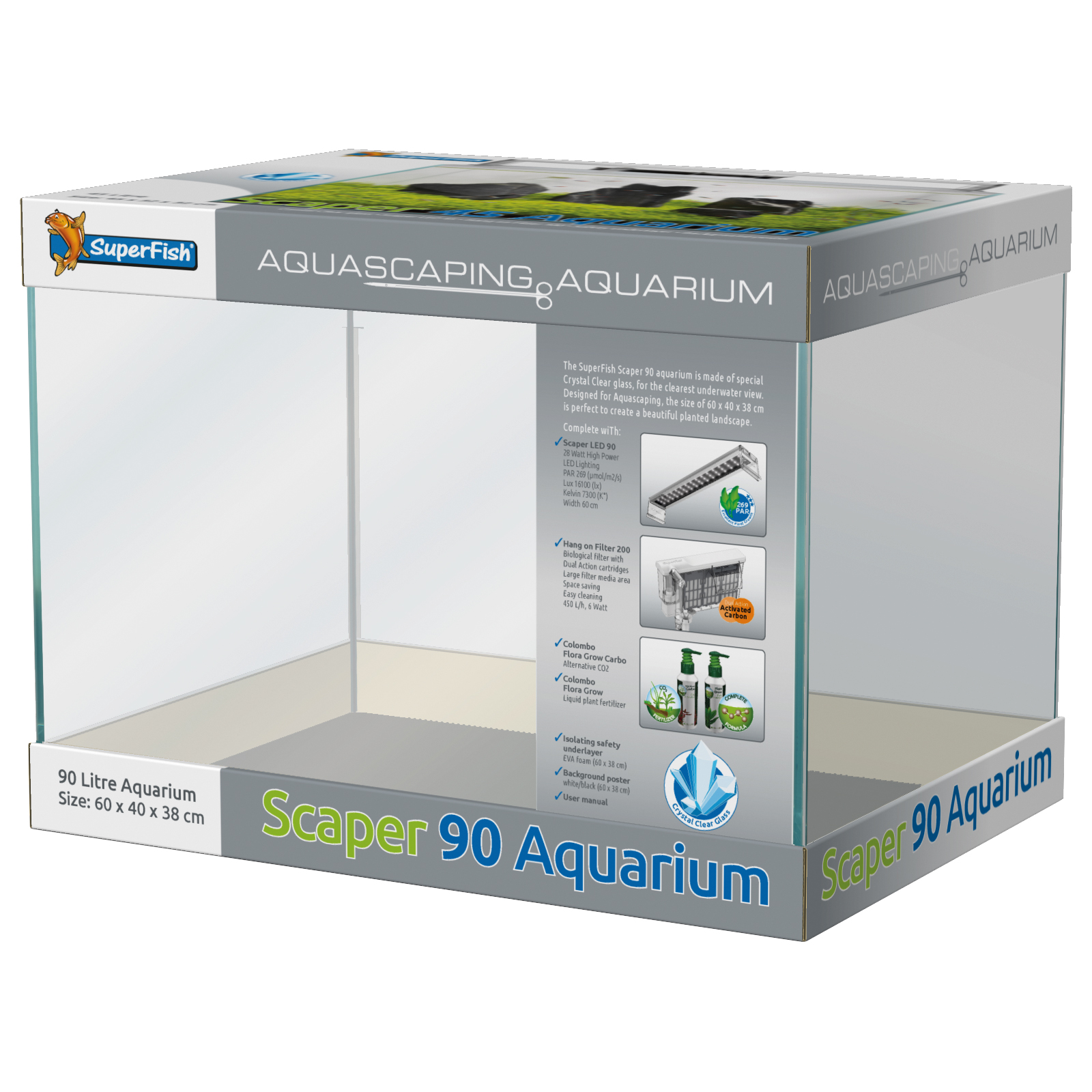 Superfish Scaper Aquariums Freshwater Fish Tank for Aquascaping Planting - Picture 5 of 8