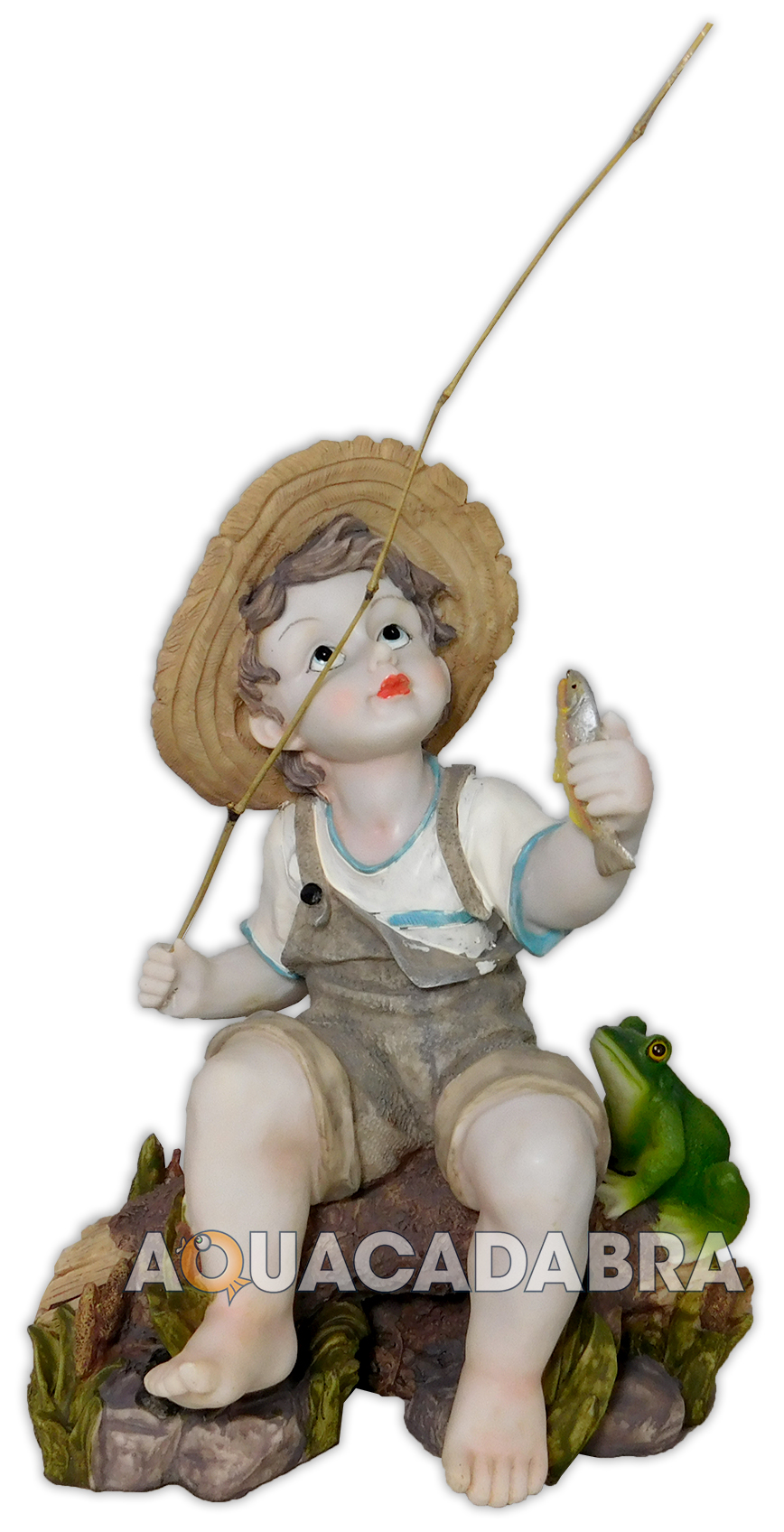 TOSCANO FISHING BOY WITH FROG STATUE GARDEN POND ORNAMENT CUTE CHILD