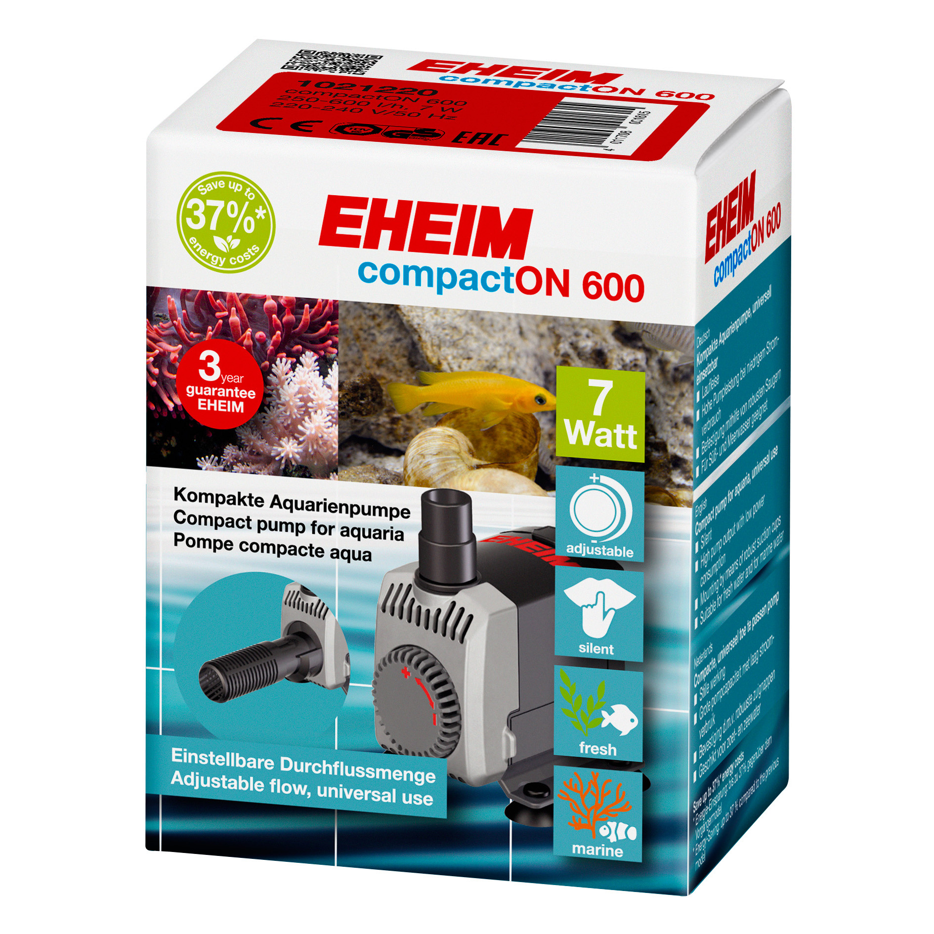  EHEIM compactON Aquarium Pump - 3000, Black : Pet
