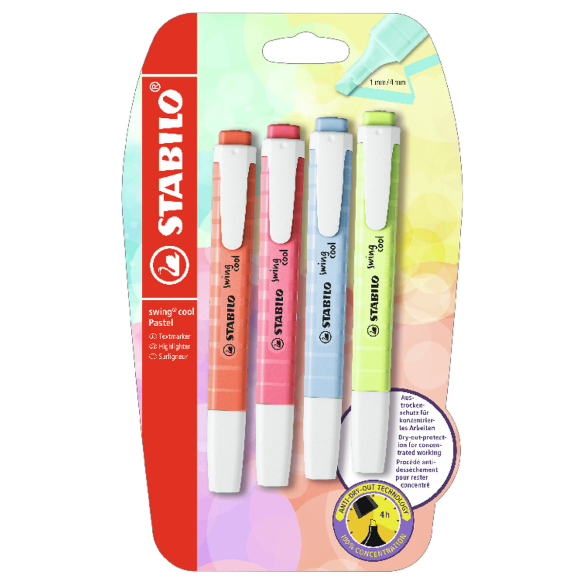 Highlighter - STABILO swing cool Pastel - Pack of 6 - Assorted Colours  4006381527408
