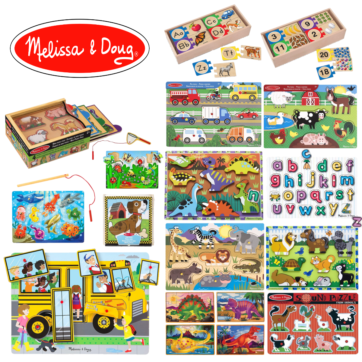 Melissa & Doug | Fun Educational Learning Puzzles | Dinosaurs, Animals, Vehicle - Image 2
