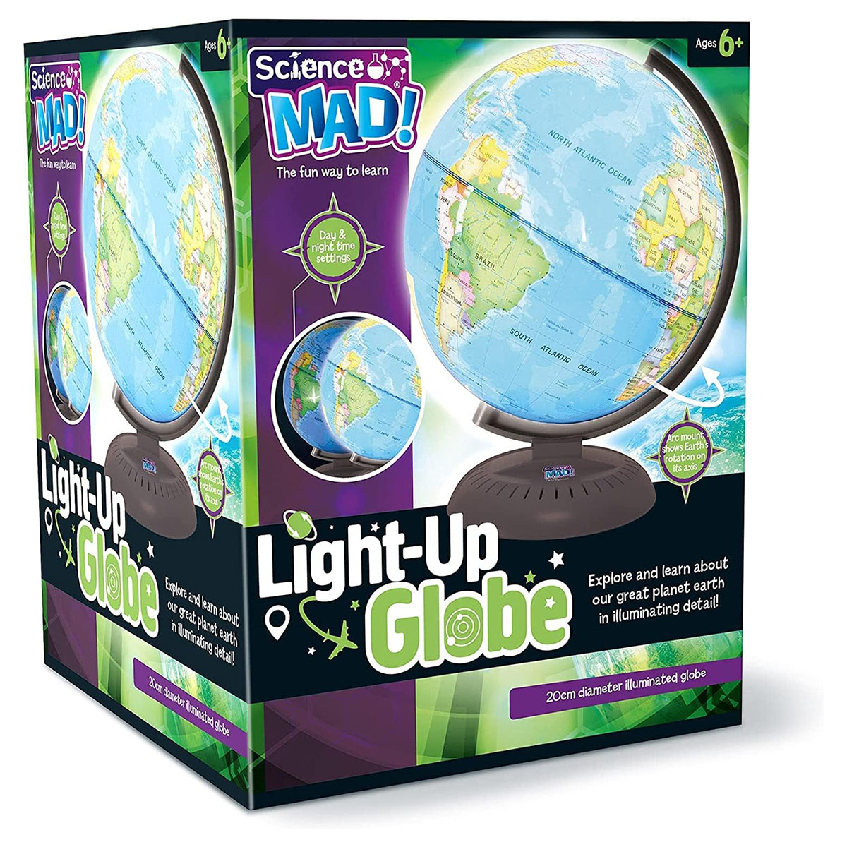 Science Mad Light Up World Globe 20cm - Geography Learning Tool - Image 2