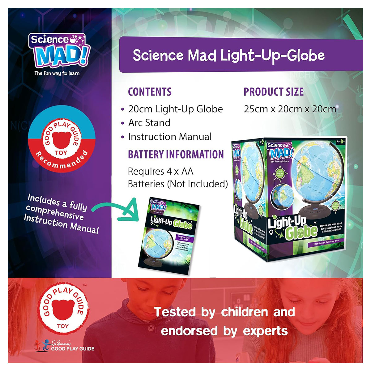 Science Mad Light Up World Globe 20cm - Geography Learning Tool - Image 5