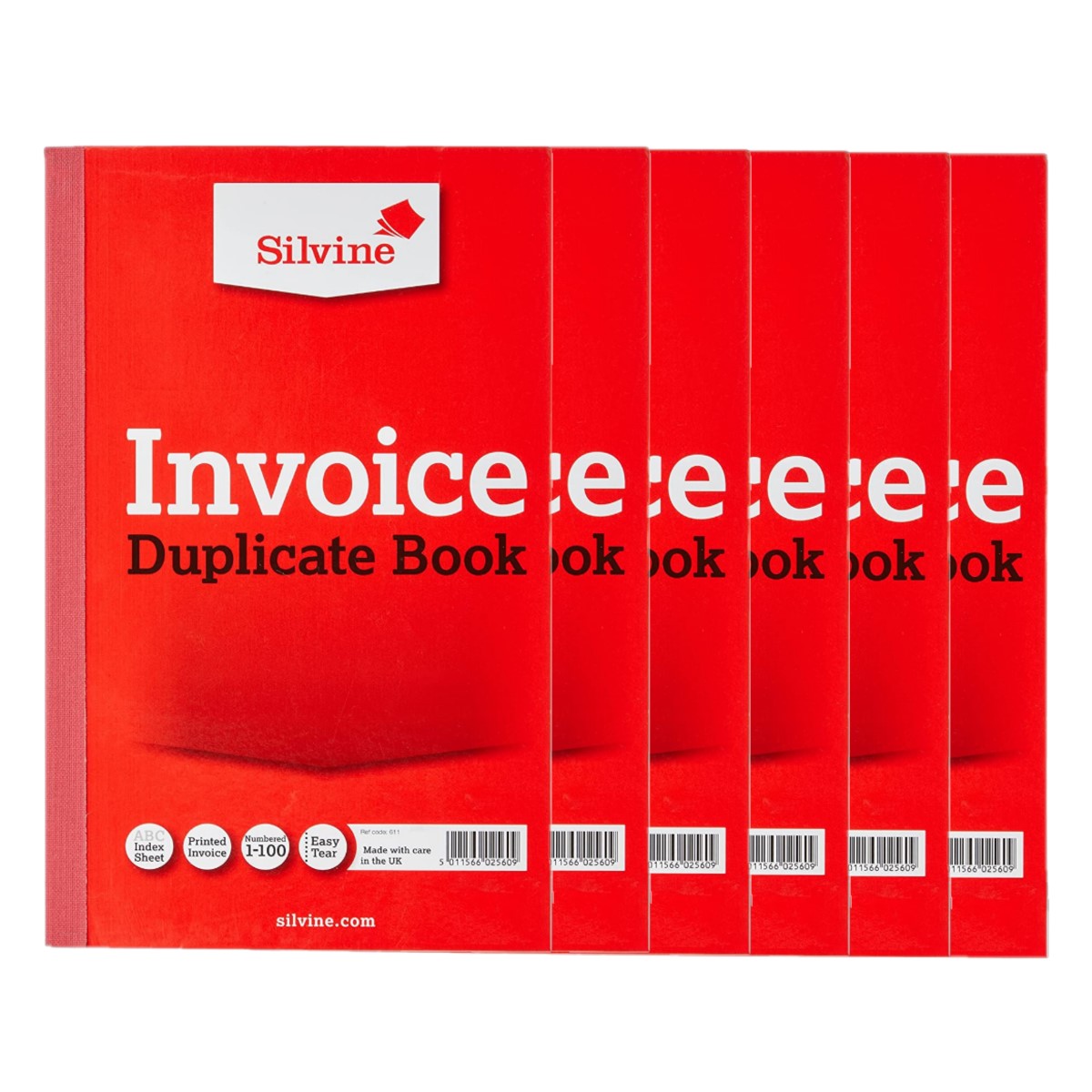 6x Silvine Duplicate Invoice Book 210 x 127mm 1-100 Index Sheet 8x5