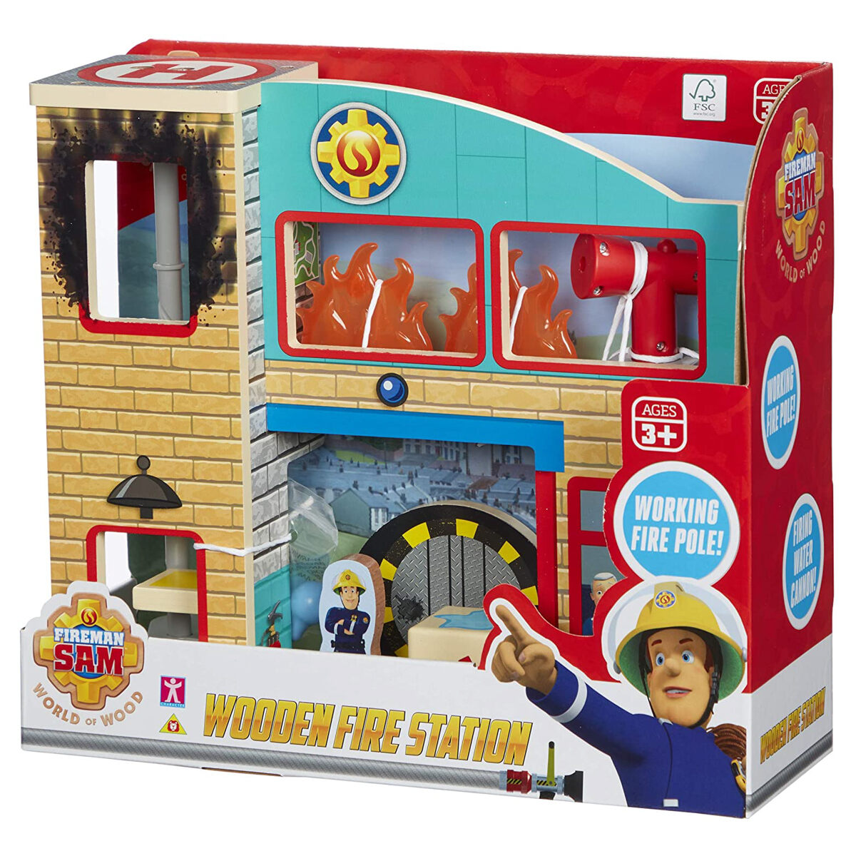 Fireman Sam - Wooden Pontypandy Fire Station Playset with Figures & Accessories - Image 1