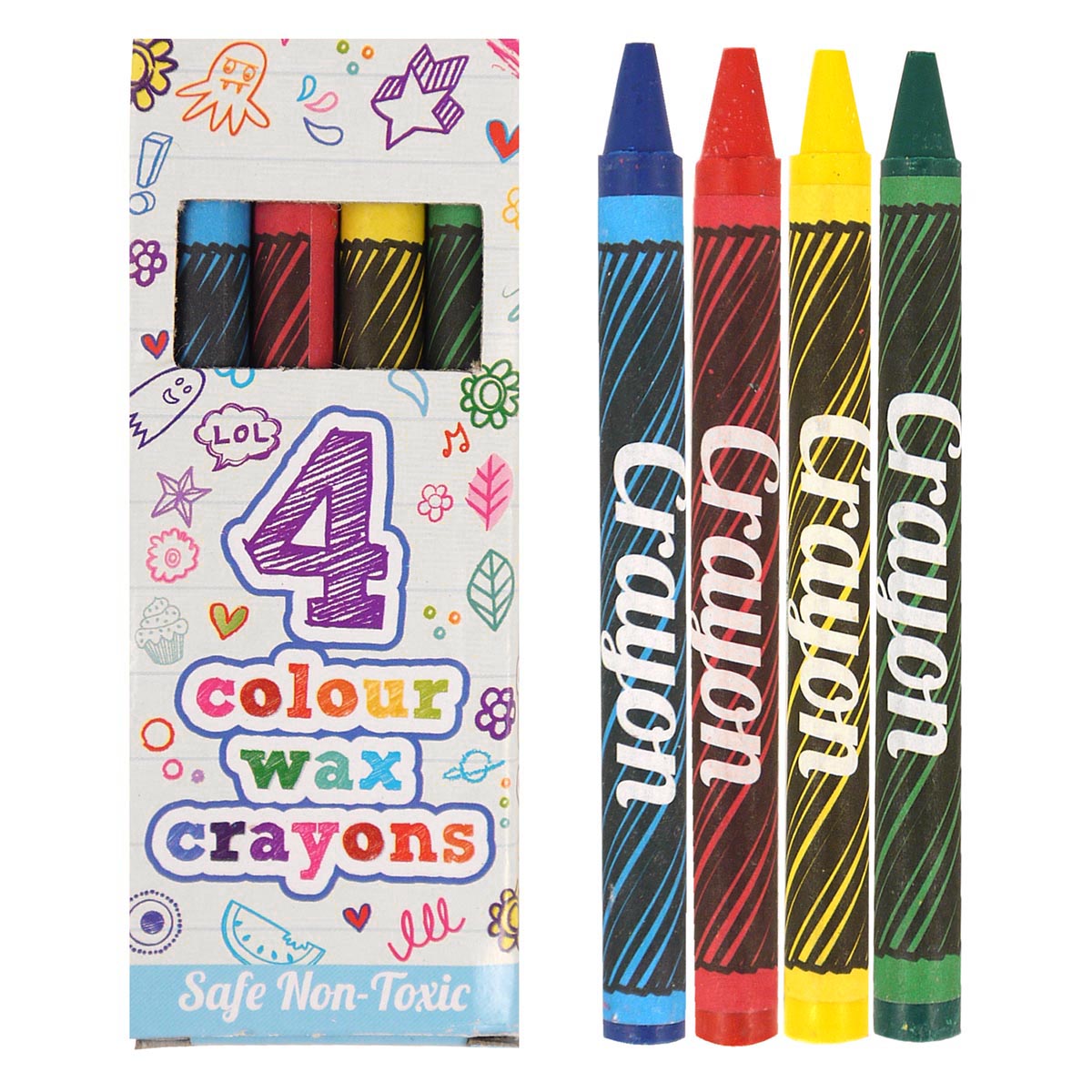 Mini colouring Wax Crayons, Pack 4 colours, Themed, Lucky Dip / Party Bag  Toy