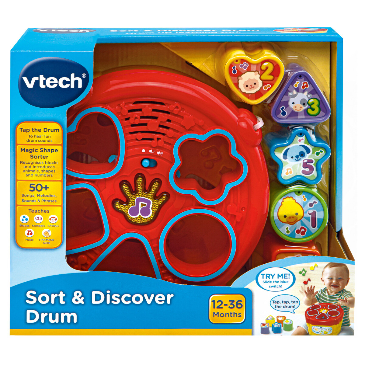 Sort and Discover Drum - Shape sorter drum with 5 shapes - learn ...