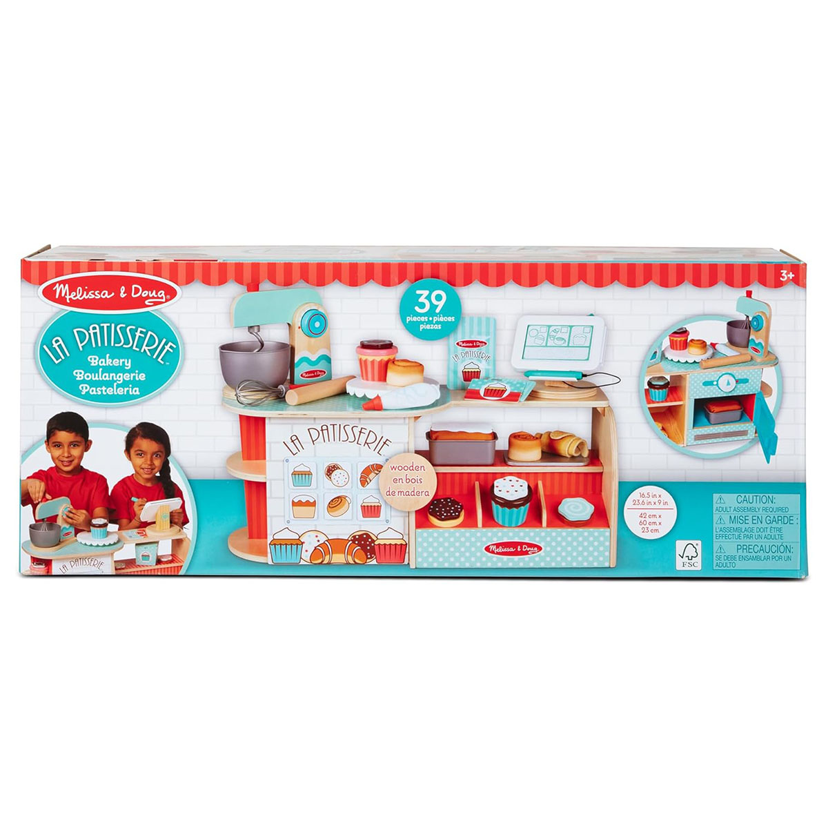 Melissa & Doug Wooden Patisserie Counter Bakery Play Set 39 Piece Ages 3+ - Image 1