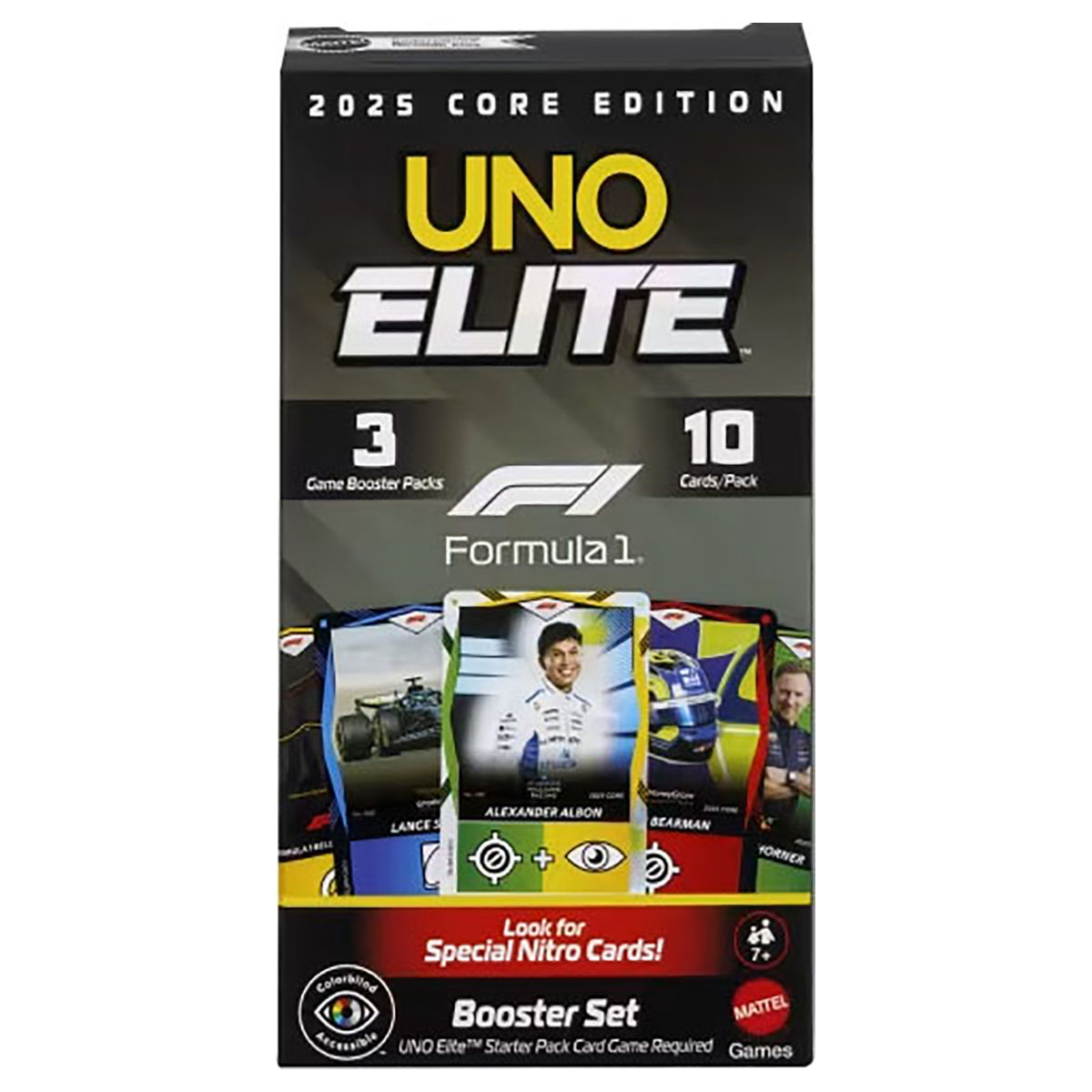 UNO Elite Formule 1 F1 2025 Core Edition Booster 3 Packs 30 Cartes Mattel - Image 1
