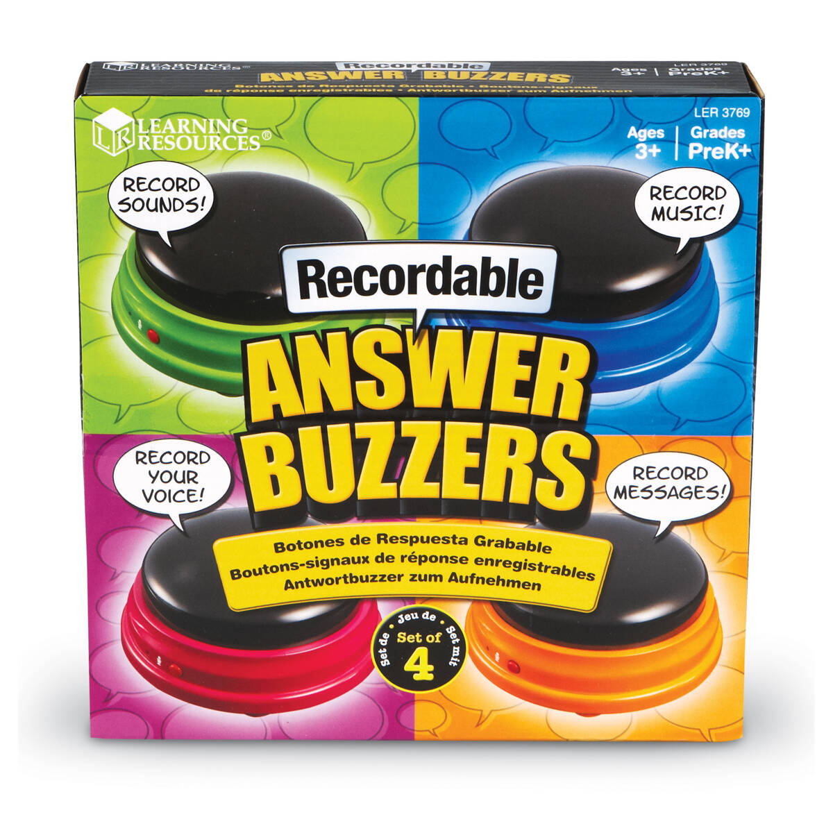 Learning Resources | 4 Recordable Answer Buzzers | Fun Activity Set | New - Image 1