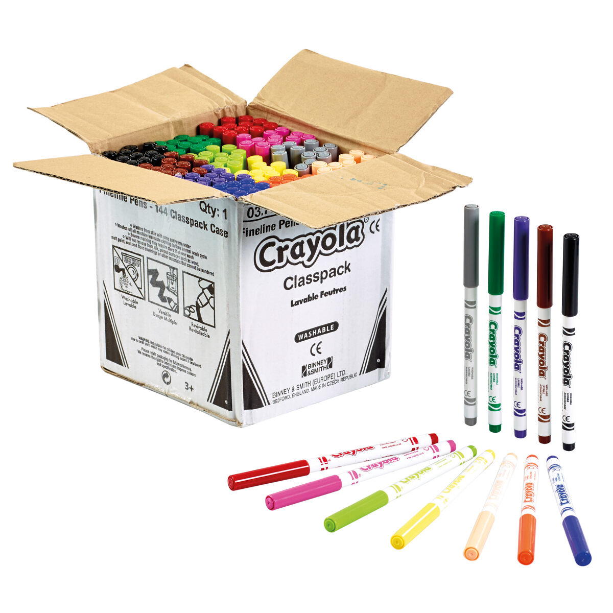 Crayola Art and Crafts Supertips Washable Markers Glitter Classpack 144 Assorted - Image 1