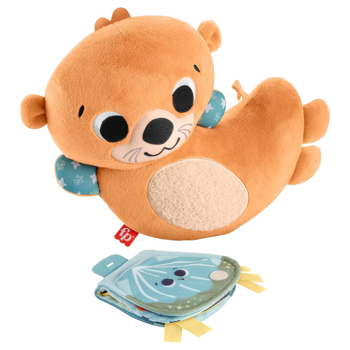 Juguete sensorial para bebé de peluche Fisher Price 2 en 1 Rockin' Tummy Time Otter - Imagen 2