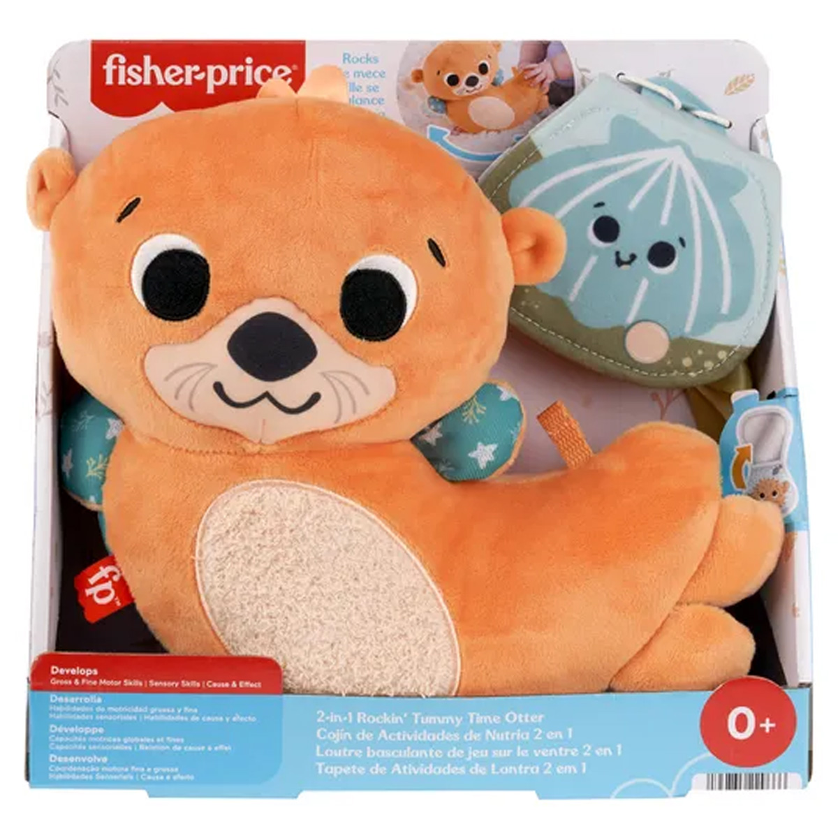 Fisher Price 2 en 1 Rockin' Tummy Time Otter Juguete sensorial de peluche para bebé Juguete para niños pequeños - Imagen 1