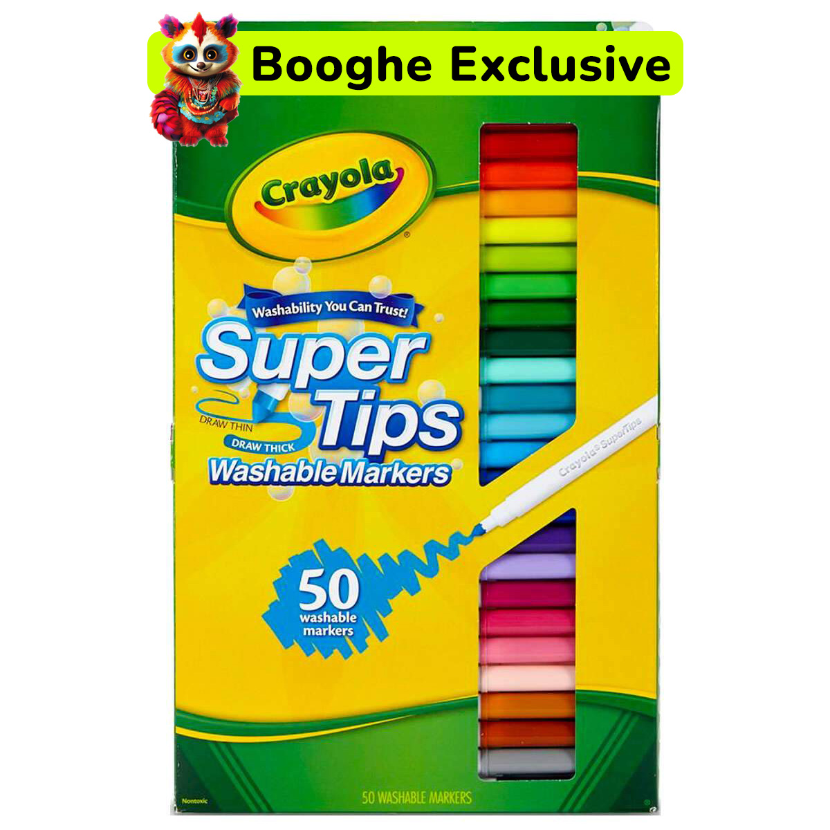 Crayola Supertips Washable Markers - 50 Pack - Draw Thick or Thin Lines! - Image 1