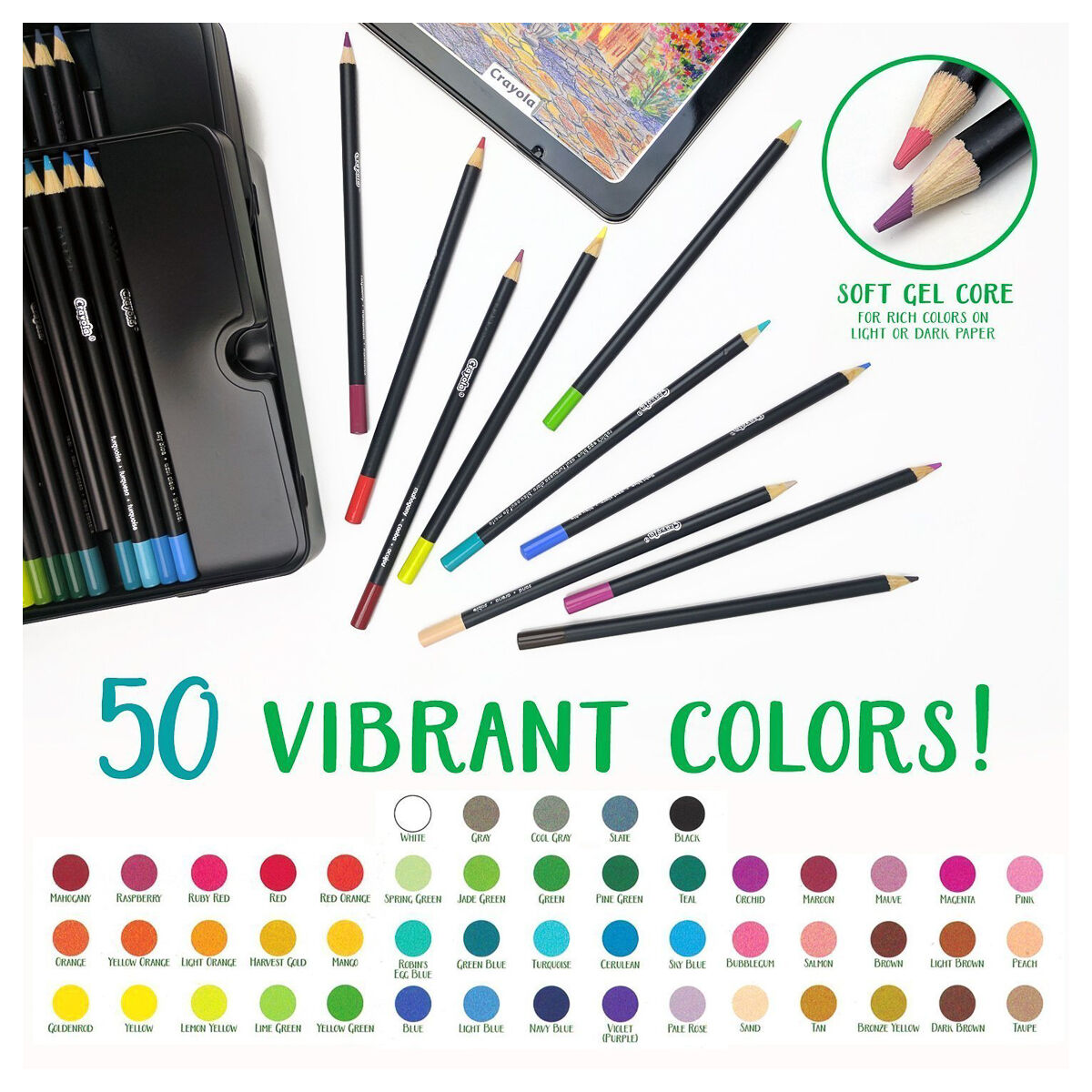 Crayola 50 Blend & Shade Pencils Artists Premium Pencils in