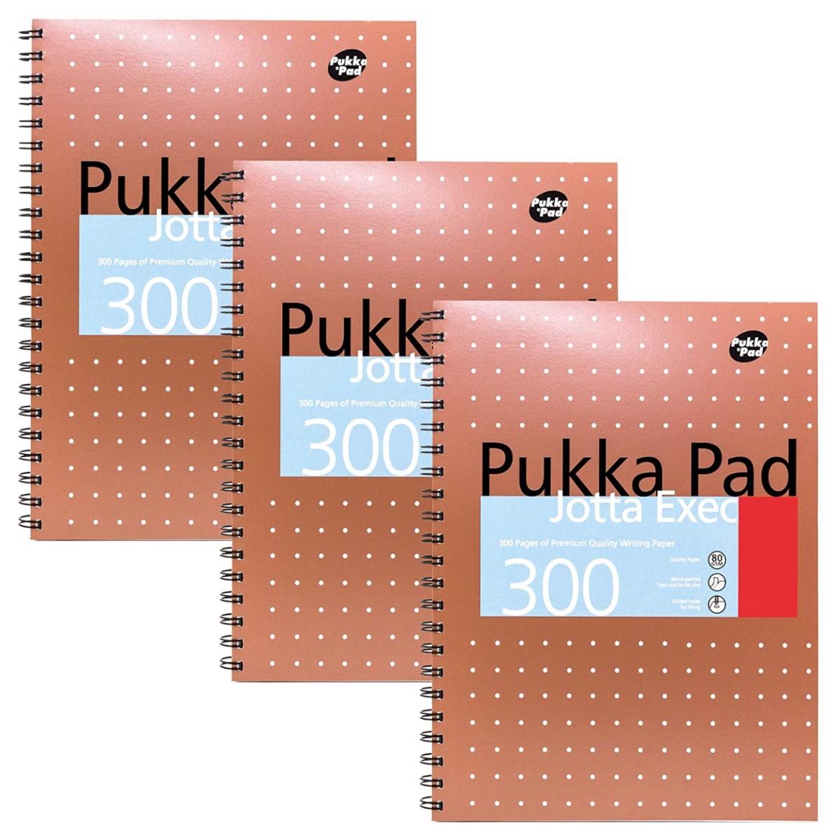 Pukka Pad A4+ Jotta Exec (300 Pages) Ruled Wiro Notebook 7019-MET Pack of 3 New  - Image 1