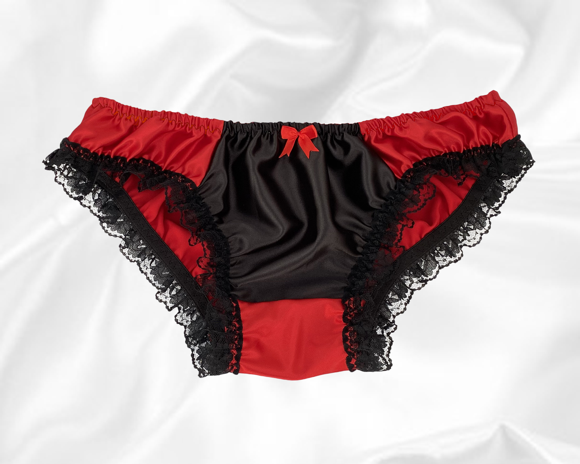 Black Red Satin Frilly Sissy Full Panties Bikini Knicker Underwear Size 10 20 Ebay