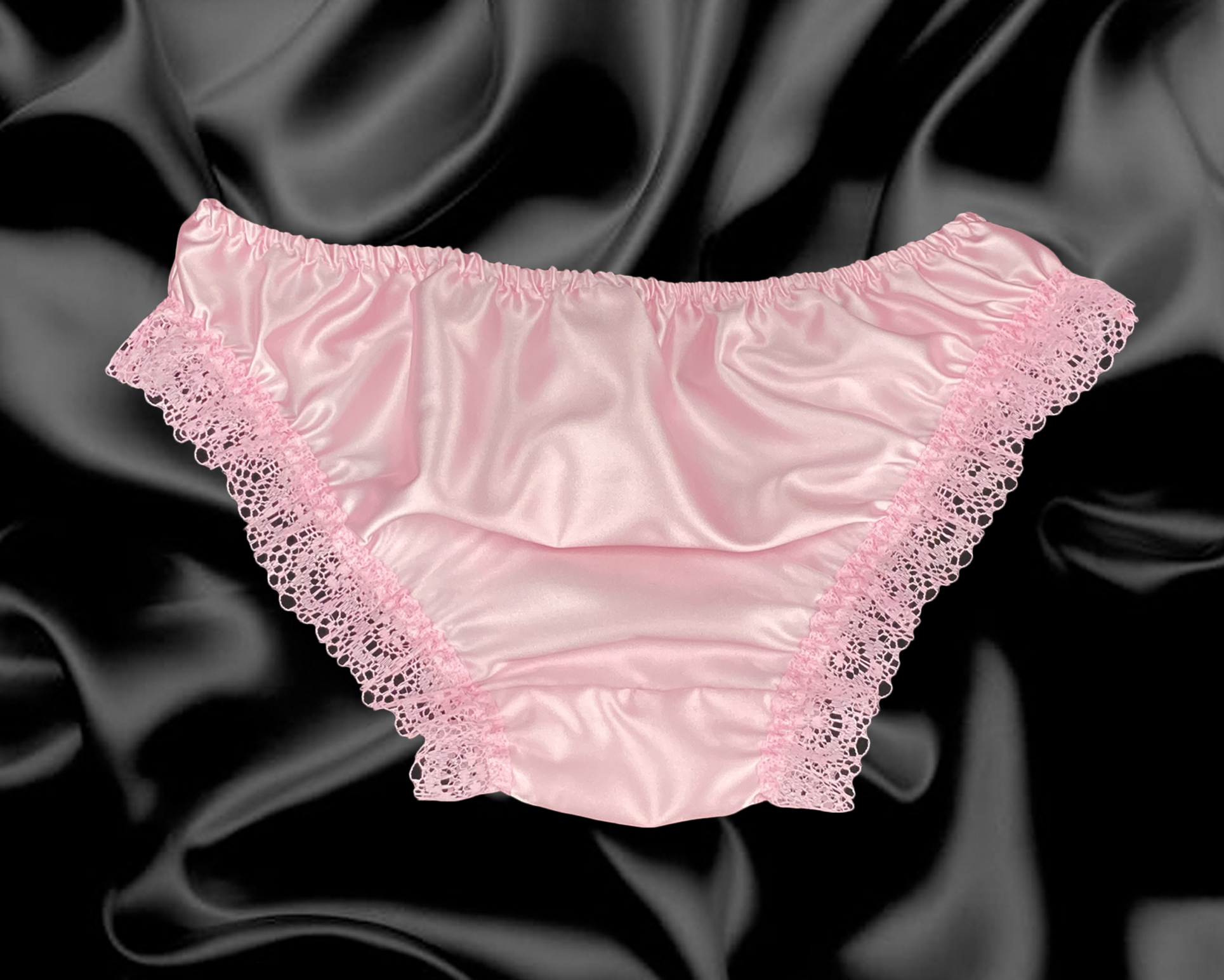 Baby Pink Floral Satin Frilly Sissy Panties Bikini Knicker Underwear