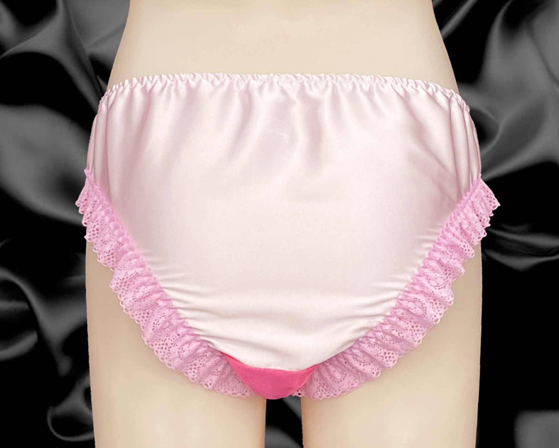 PINK SATIN FRILLY Sissy Full Panties Bikini Knicker Underwear Briefs Size PicClick UK