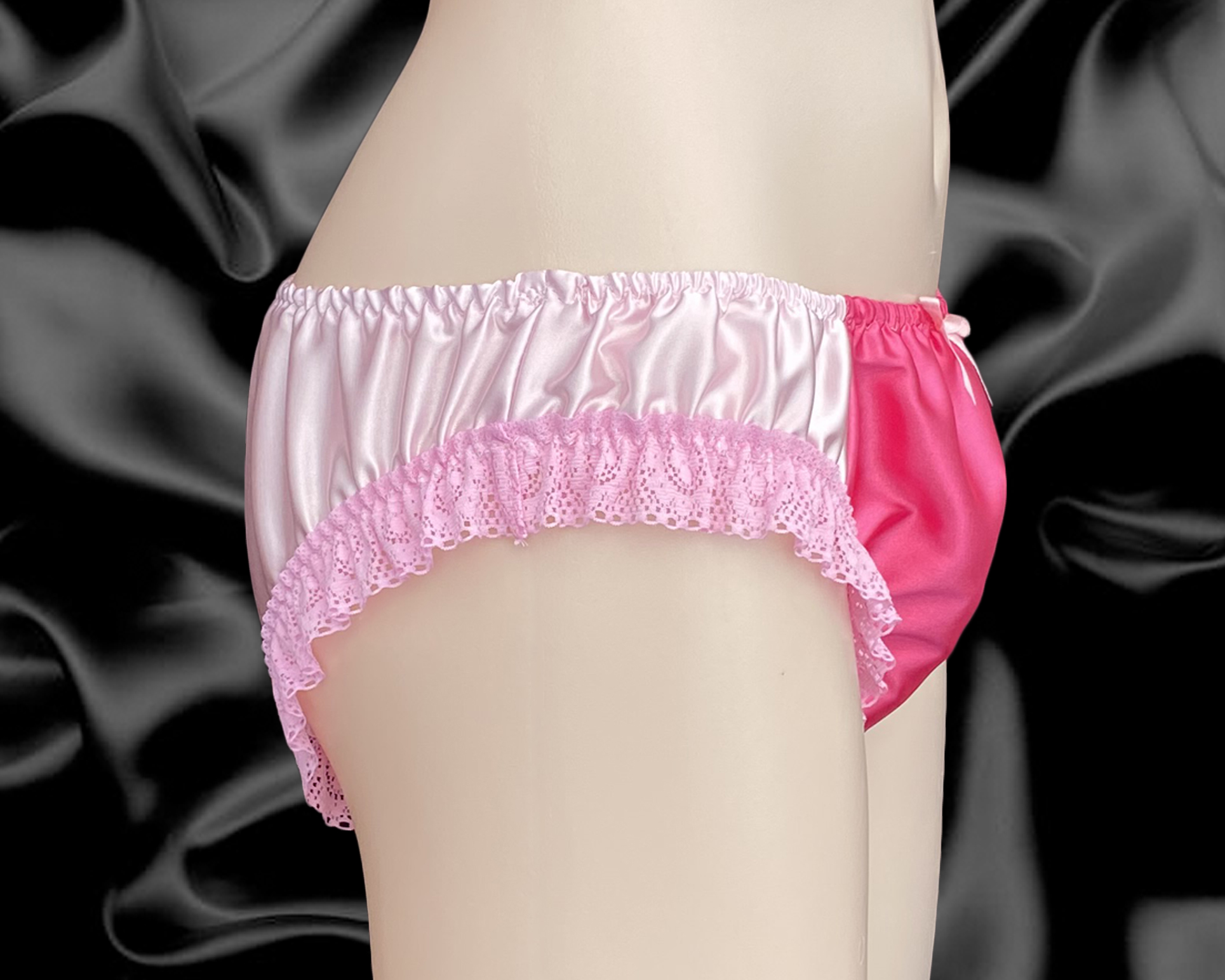 PINK SATIN FRILLY Sissy Full Panties Bikini Knicker Underwear Briefs Size PicClick UK