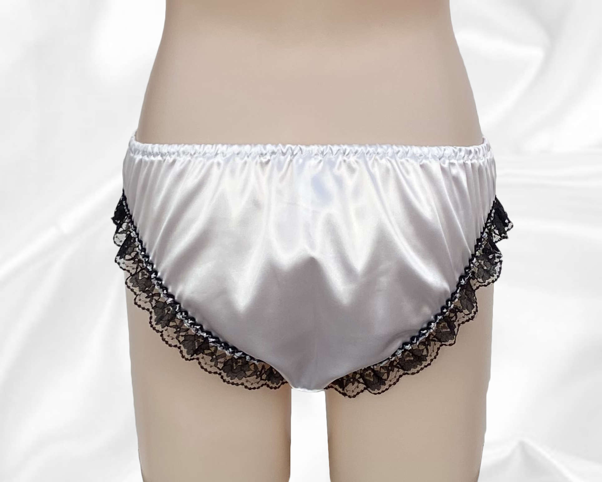 Black White Satin Frilly Sissy Full Panties Bikini Knicker Underwear Size Ebay