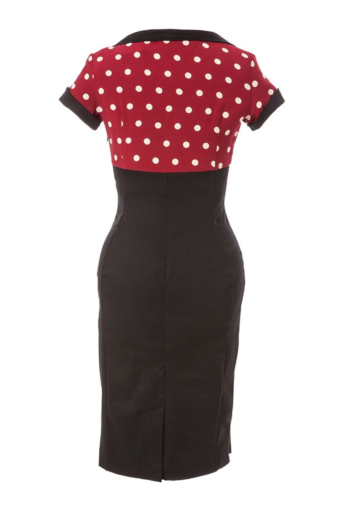 New Vintage Chic 1950's Style Polka Dot Black Pencil Wiggle Dress Size ...