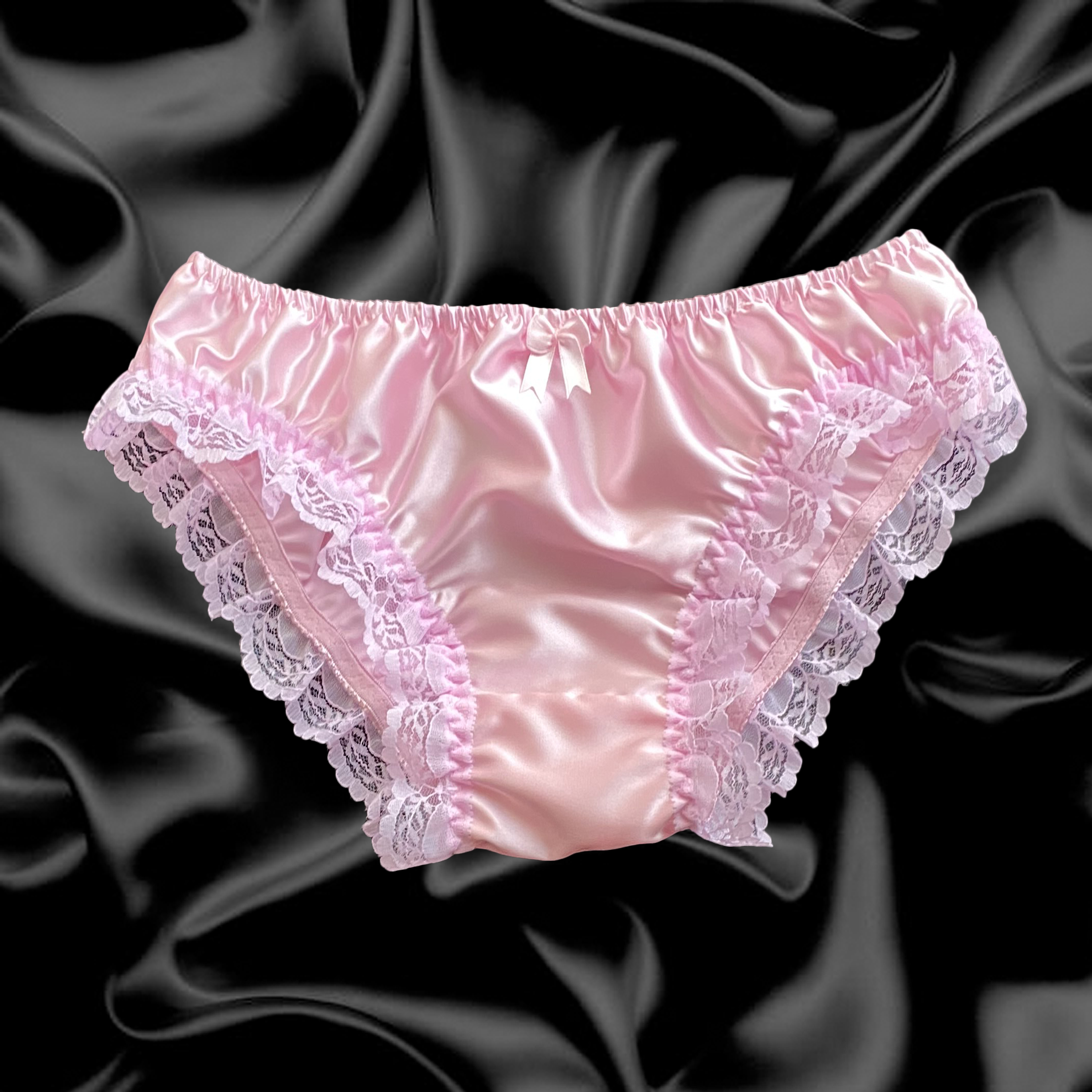 Baby Pink Satin Lace Sissy Full Panties Bikini Knicker Underwear Size Ebg