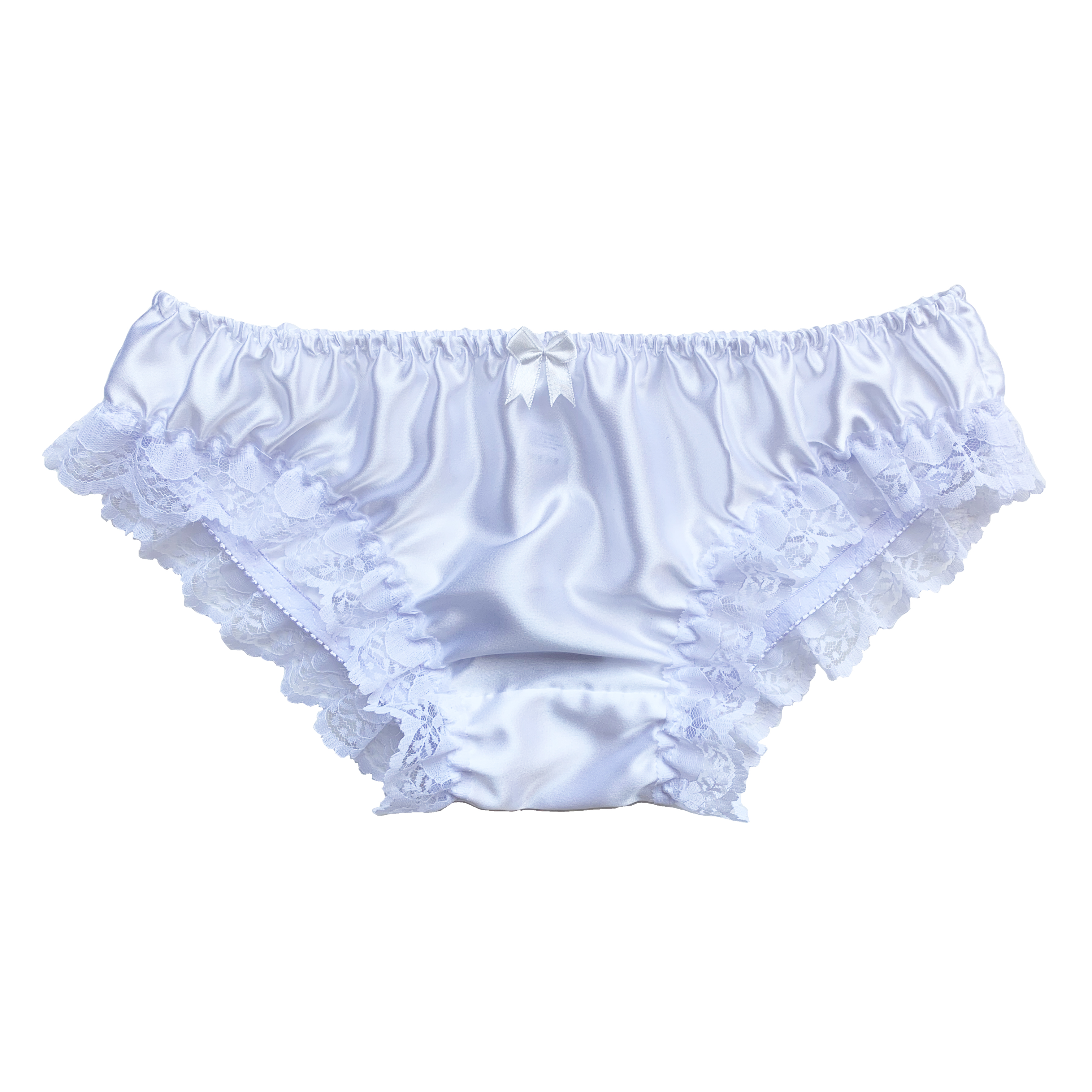 White Satin Lace Sissy Full Panties Bikini Knicker Underwear Size 10 20 Ebay