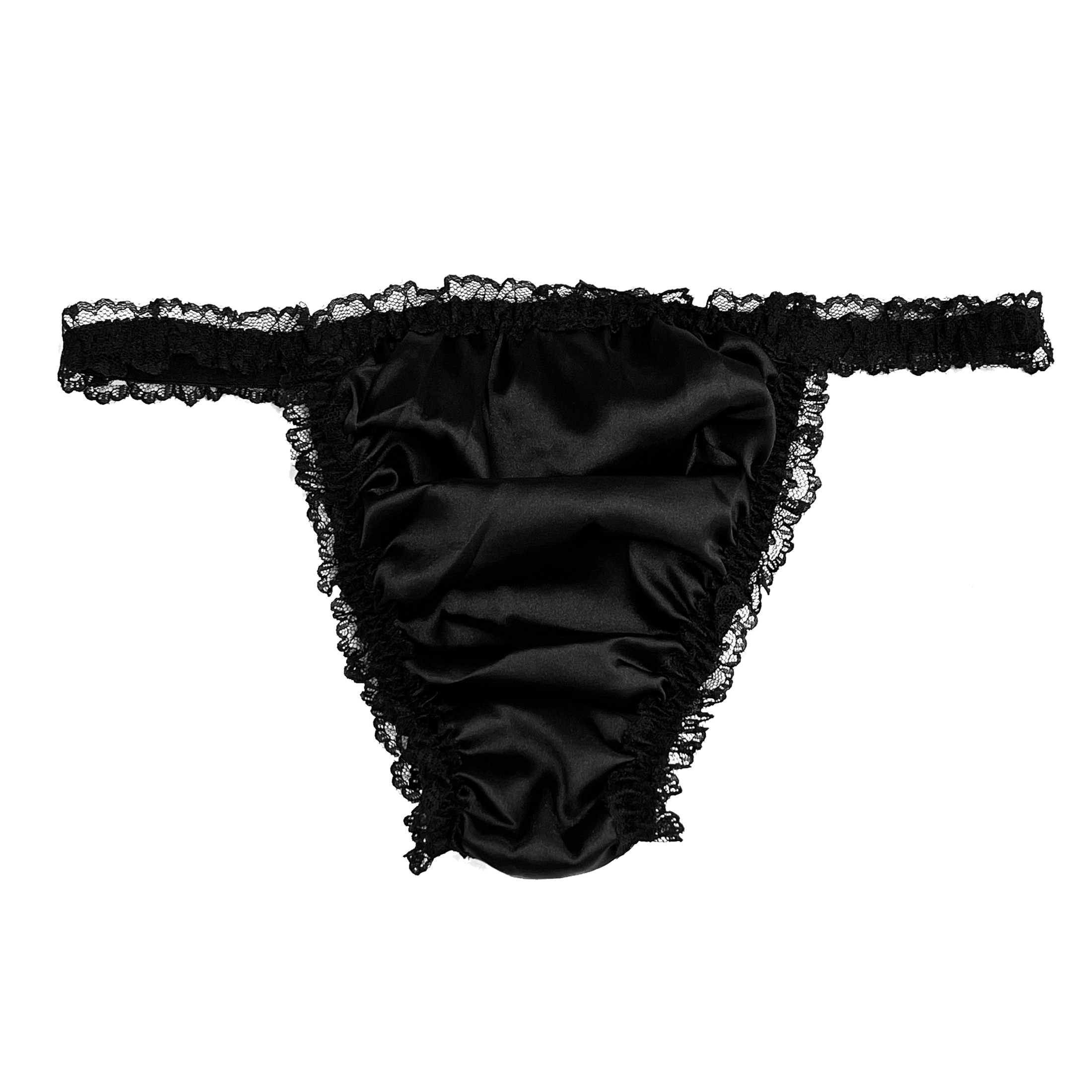 Black Satin Silky Sissy Cdtv Frilly Lace Bikini Tanga Knickers Panties S Xxl 1895 Picclick 