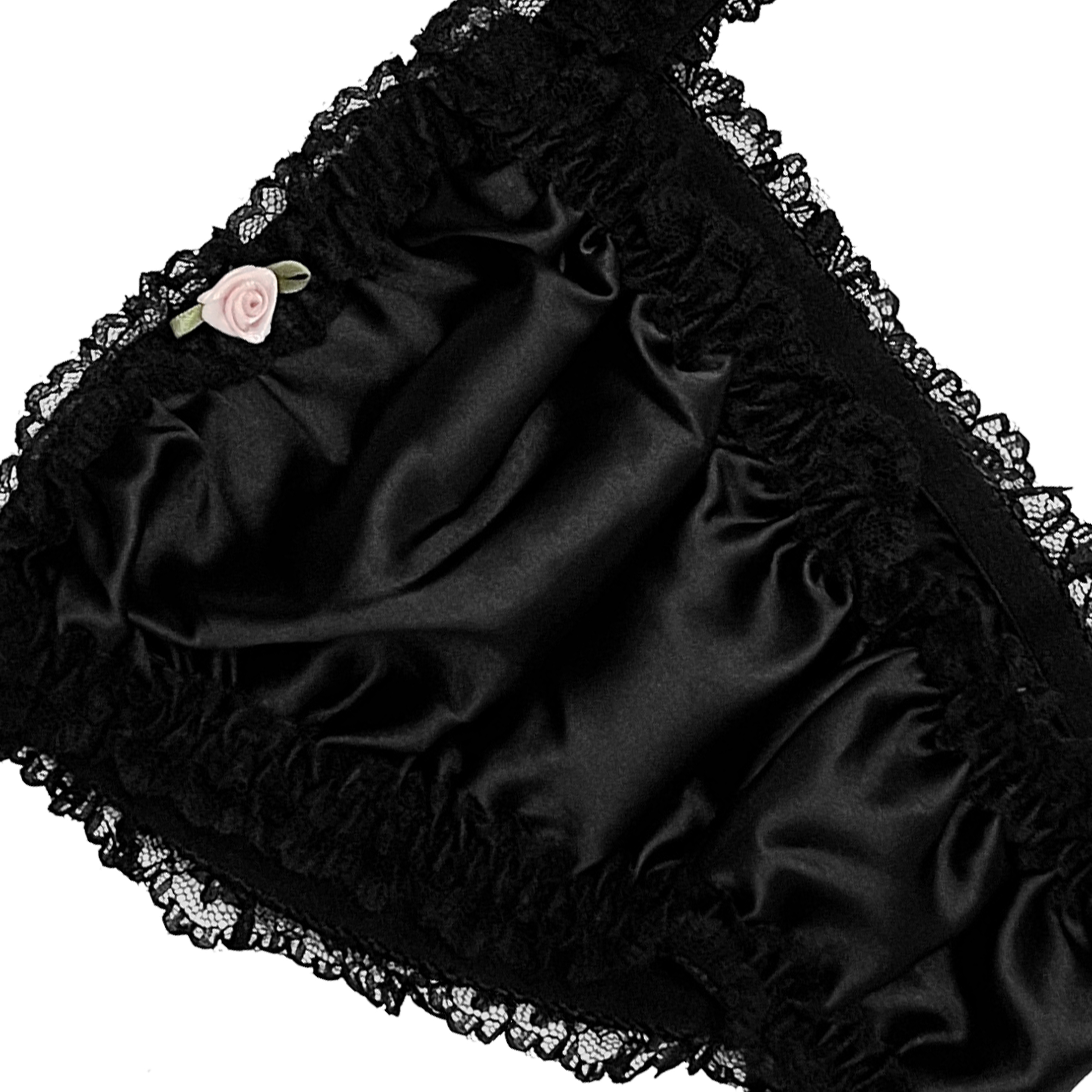 Black Satin Silky Sissy Cdtv Frilly Lace Bikini Tanga Knickers Panties S Xxl 1895 Picclick 