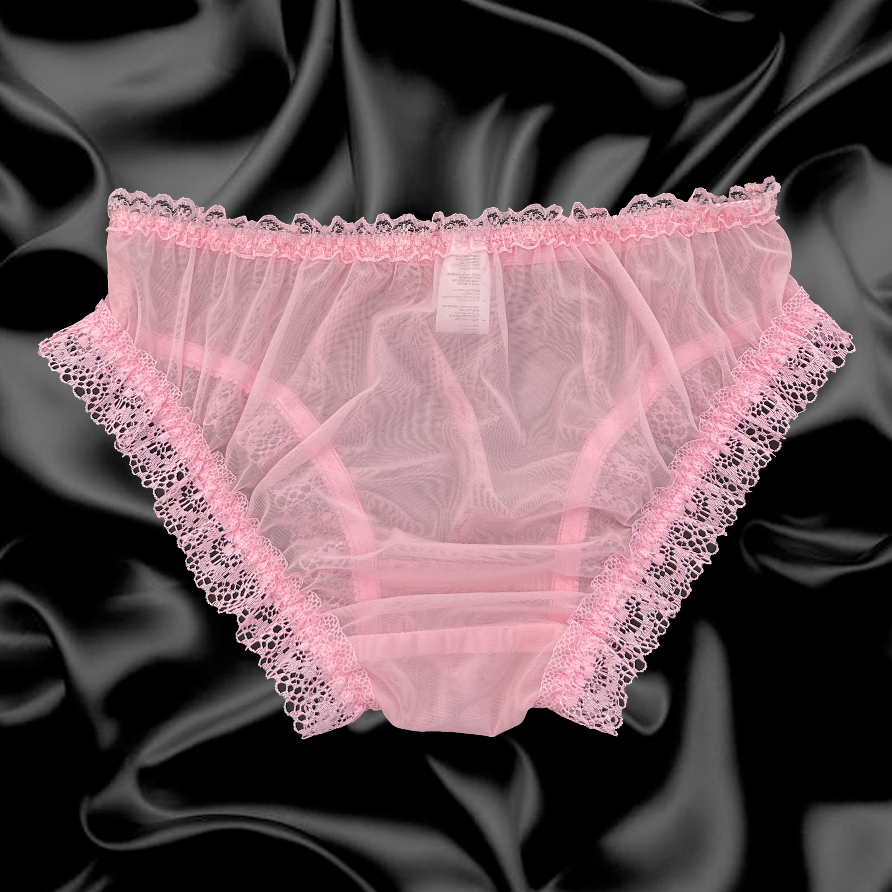 2 Pair Hanes 100% Nylon Panties 10 Pink Beige Semi Sheer Lace Elastic Legs  R5