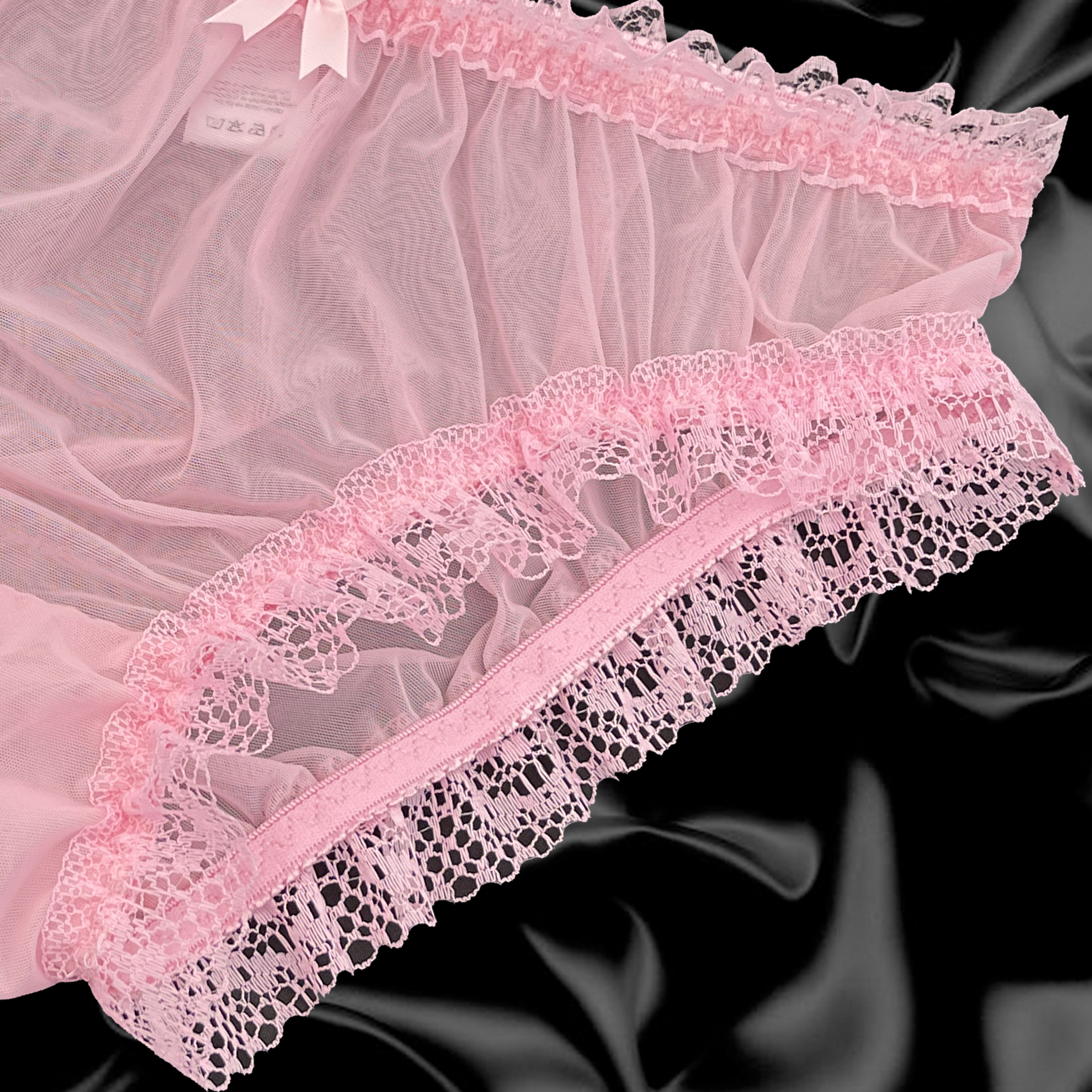 Light Pink Cotton Net Spandex Baby Pink Frilly Lace Thongs at Rs