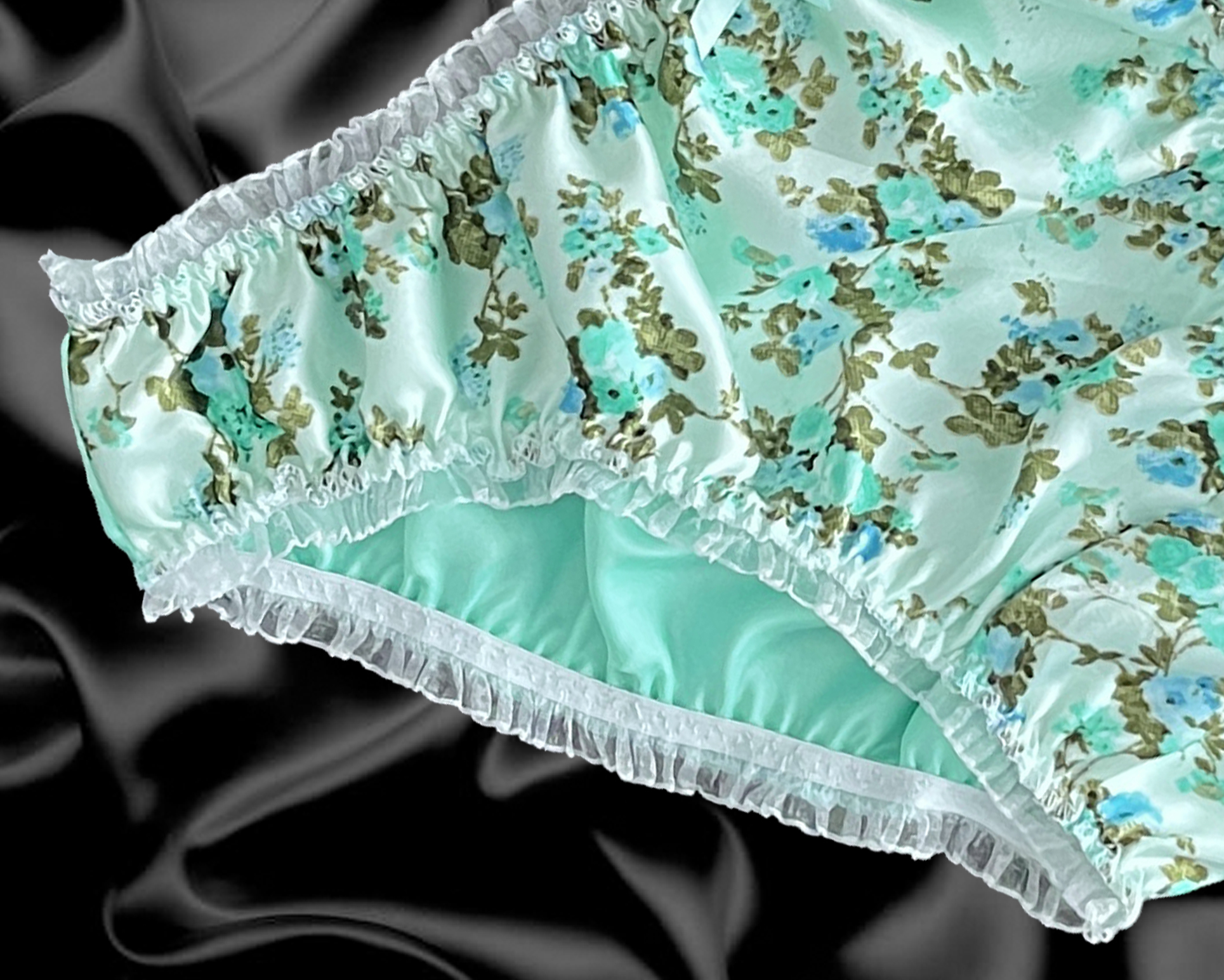 Mint Green Satin Floral Frilly Lace Sissy Bikini Knickers Panties Size 10 20 Ebay