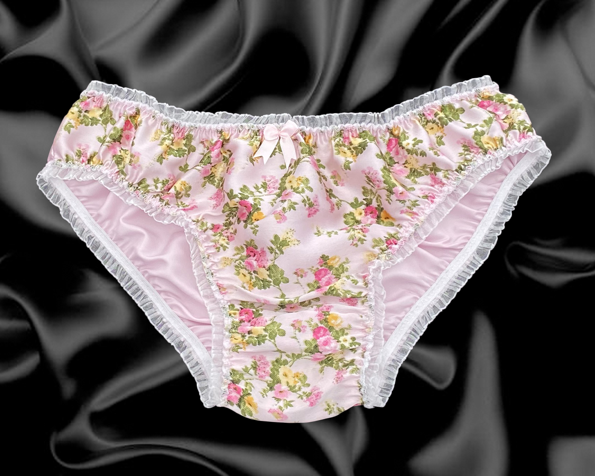 Satin Floral Frilly Lace Sissy Bikini Knickers Briefs Full Panties Size 10  - 20