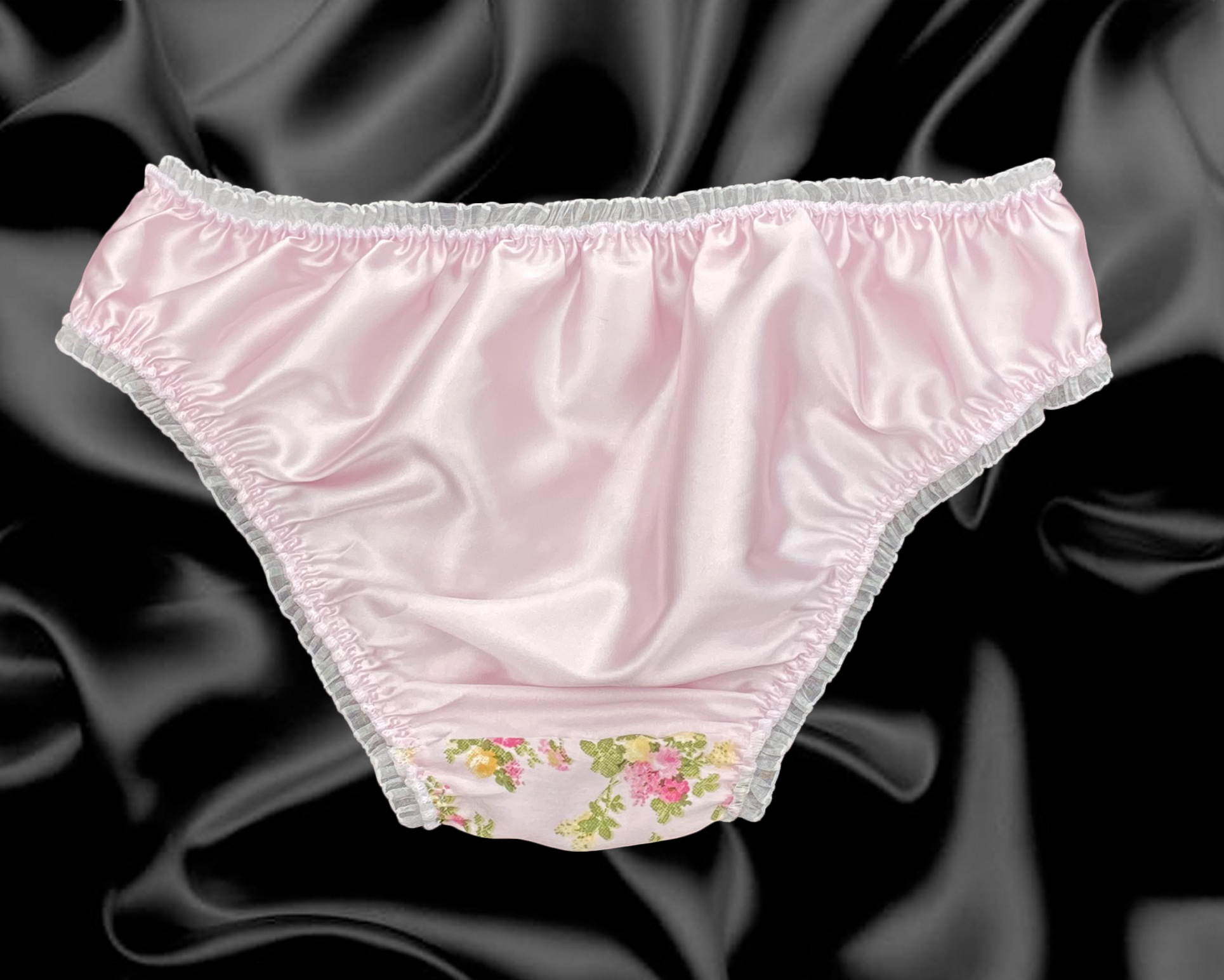 Satin Floral Frilly Lace Sissy Bikini Knickers Briefs Full Panties Size ...