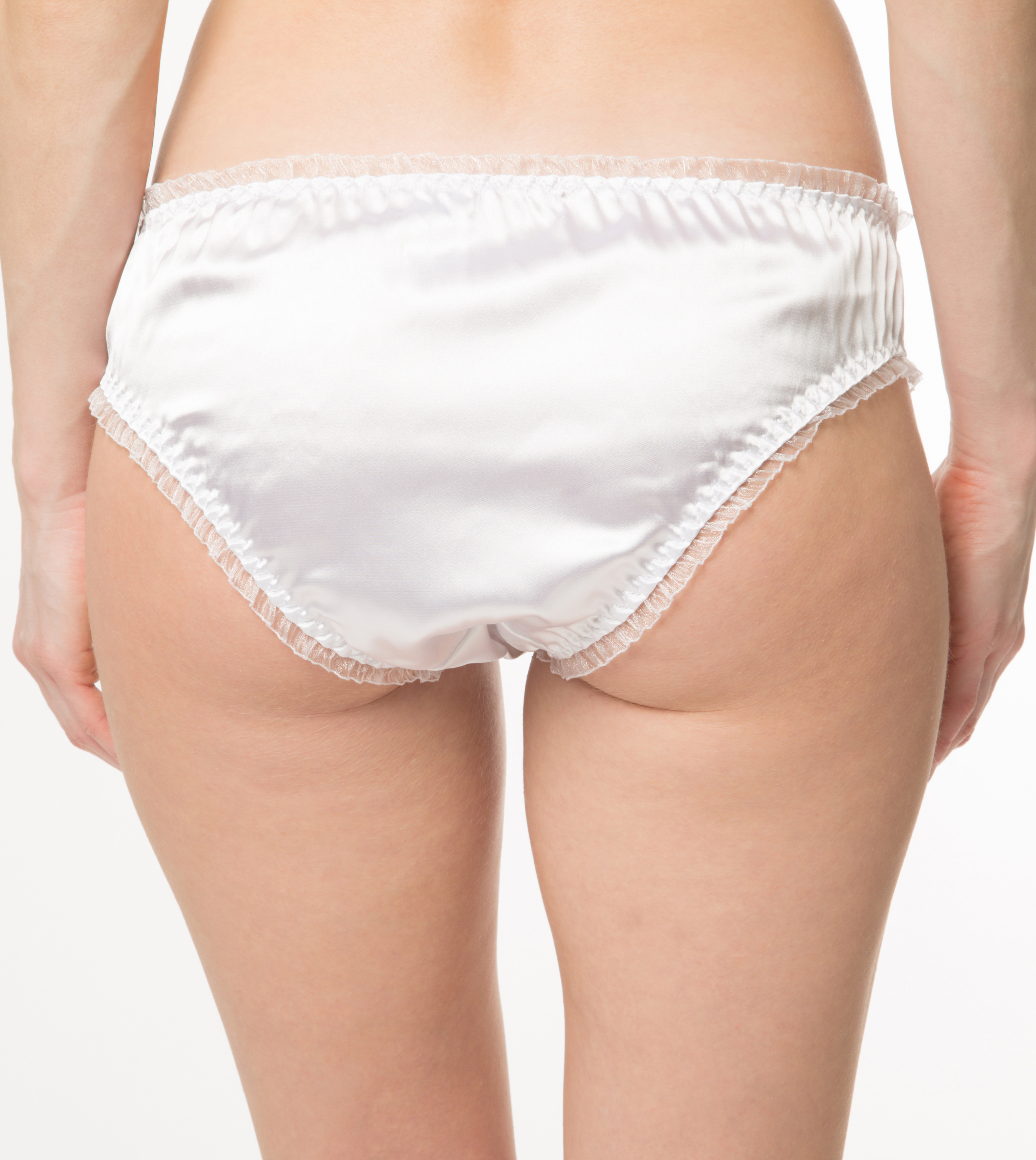 White Satin Frilly Sissy Panties Bikini Knicker Underwear Briefs Size 6-20