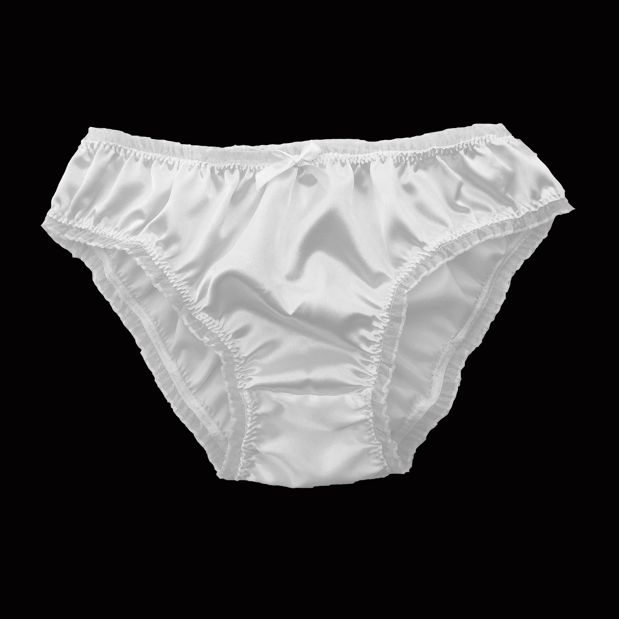 White Satin Frilly Sissy Panties Bikini Knicker Underwear Briefs Size 6-20