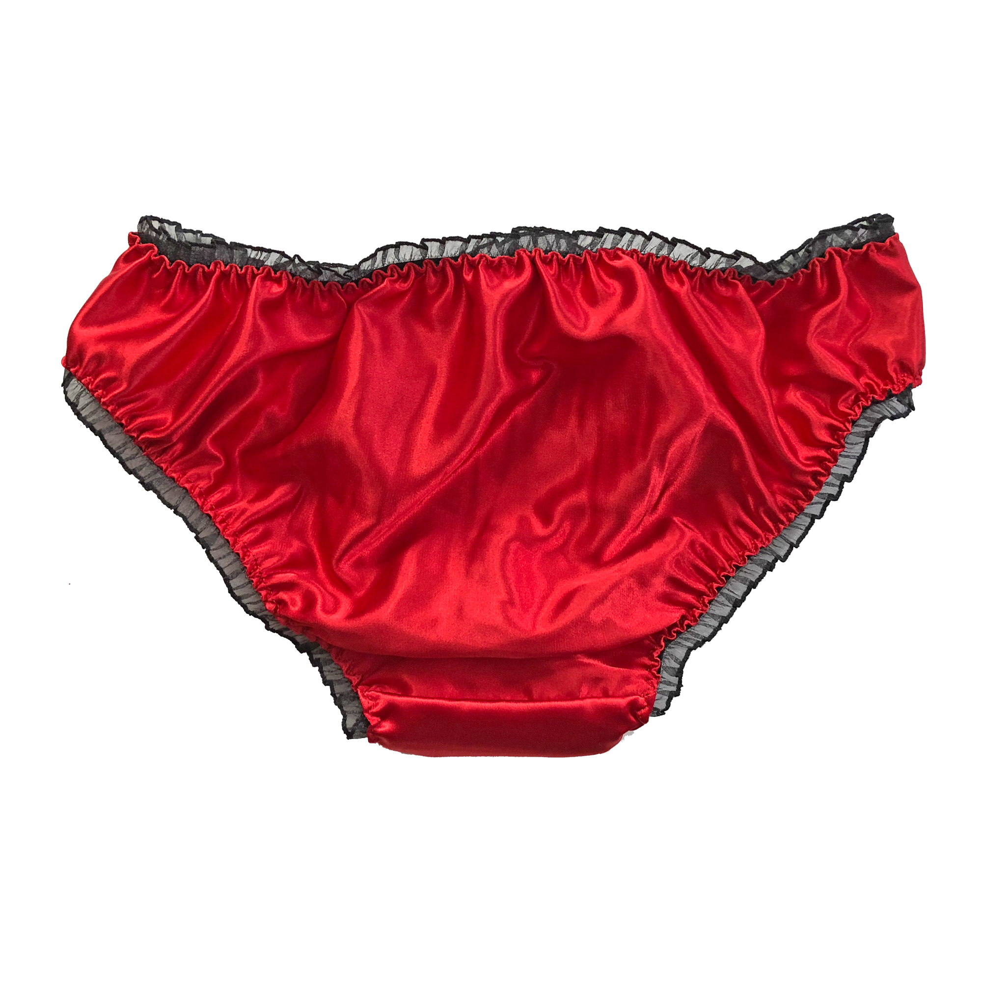 Red Satin Frilly Sissy Panties Bikini Knicker Underwear Briefs Size 6