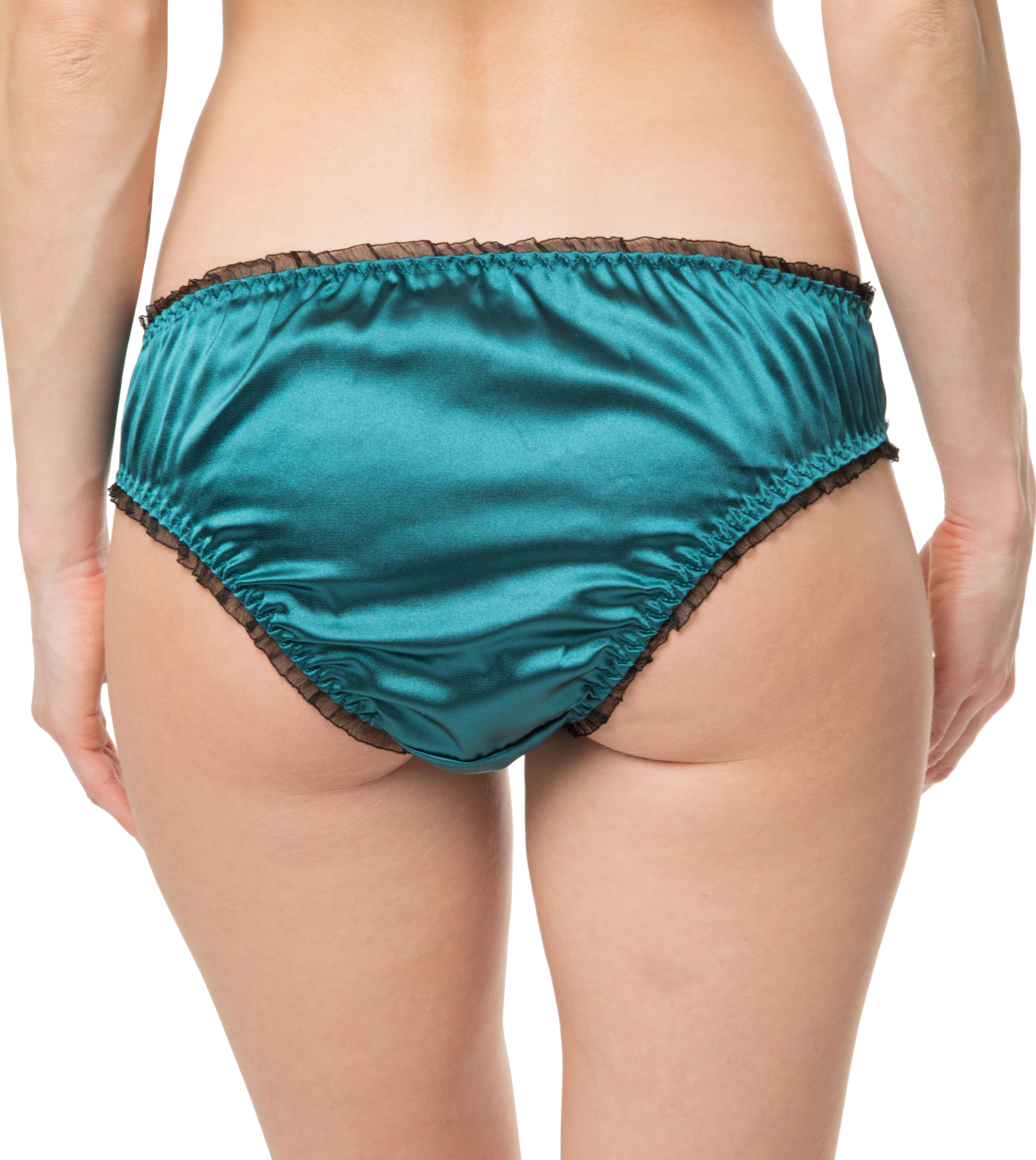 Teal Green Satin Frilly Sissy Panties Bikini Knicker Underwear