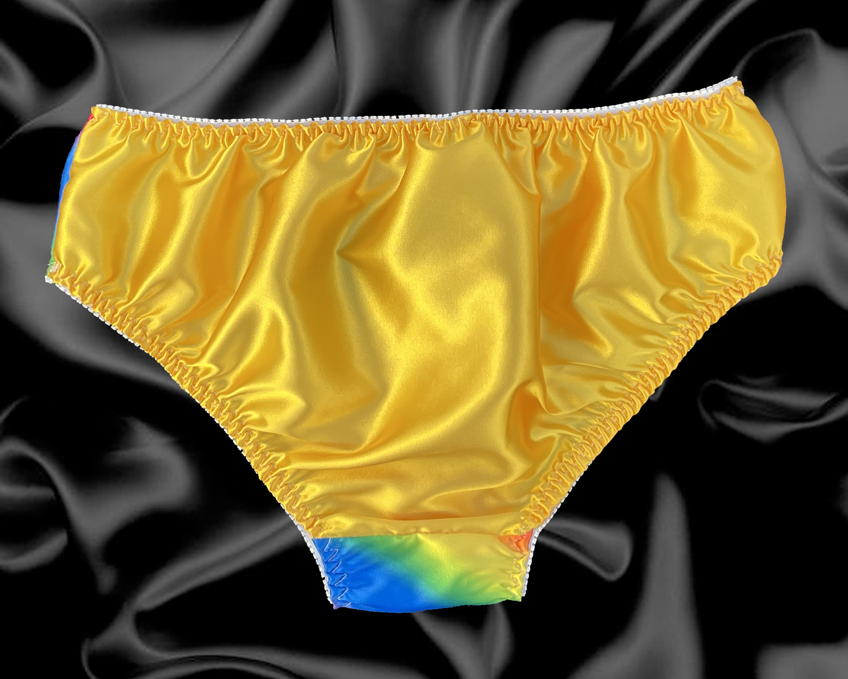 Rainbow Satin Frilly Sissy CDTV Drag Full Cut Panties Briefs Knicker Sizes EBay