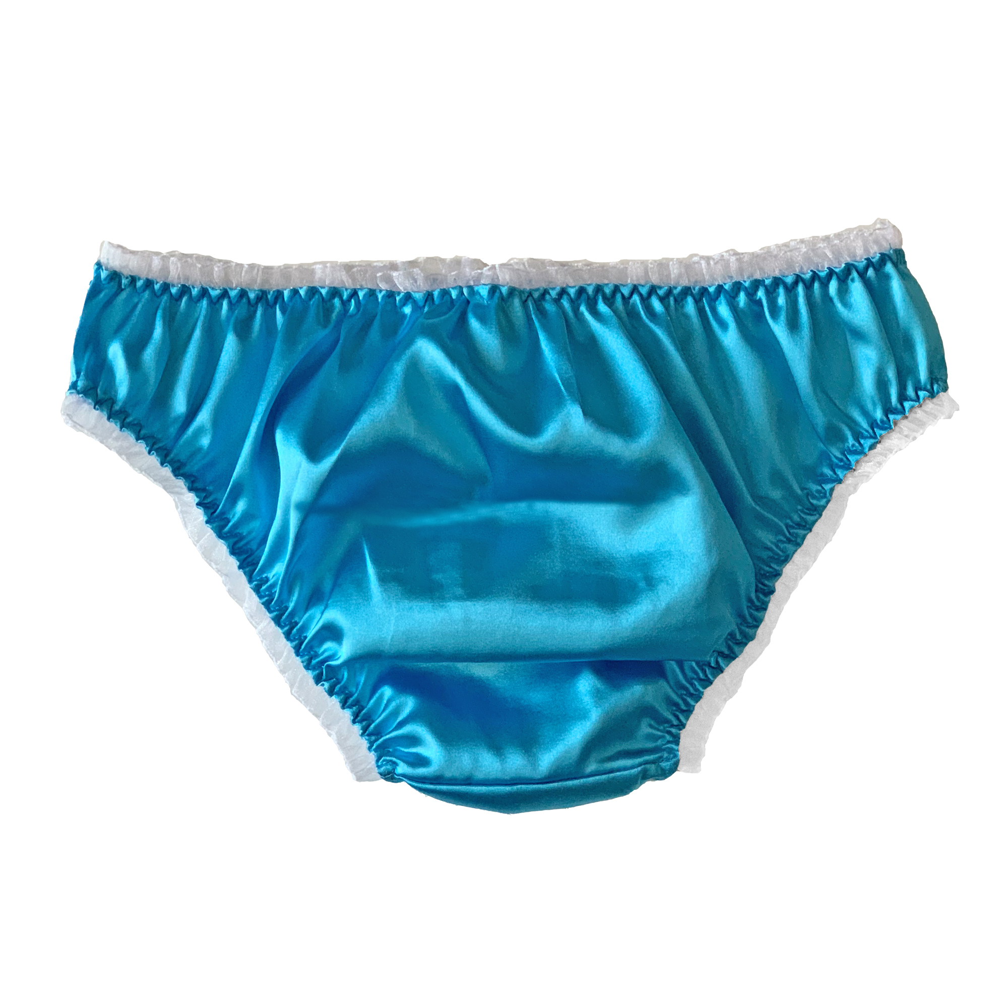 Aqua Blau Satin Rüschen Sissy Panty Bikini Höschen Unterwäsche Slips