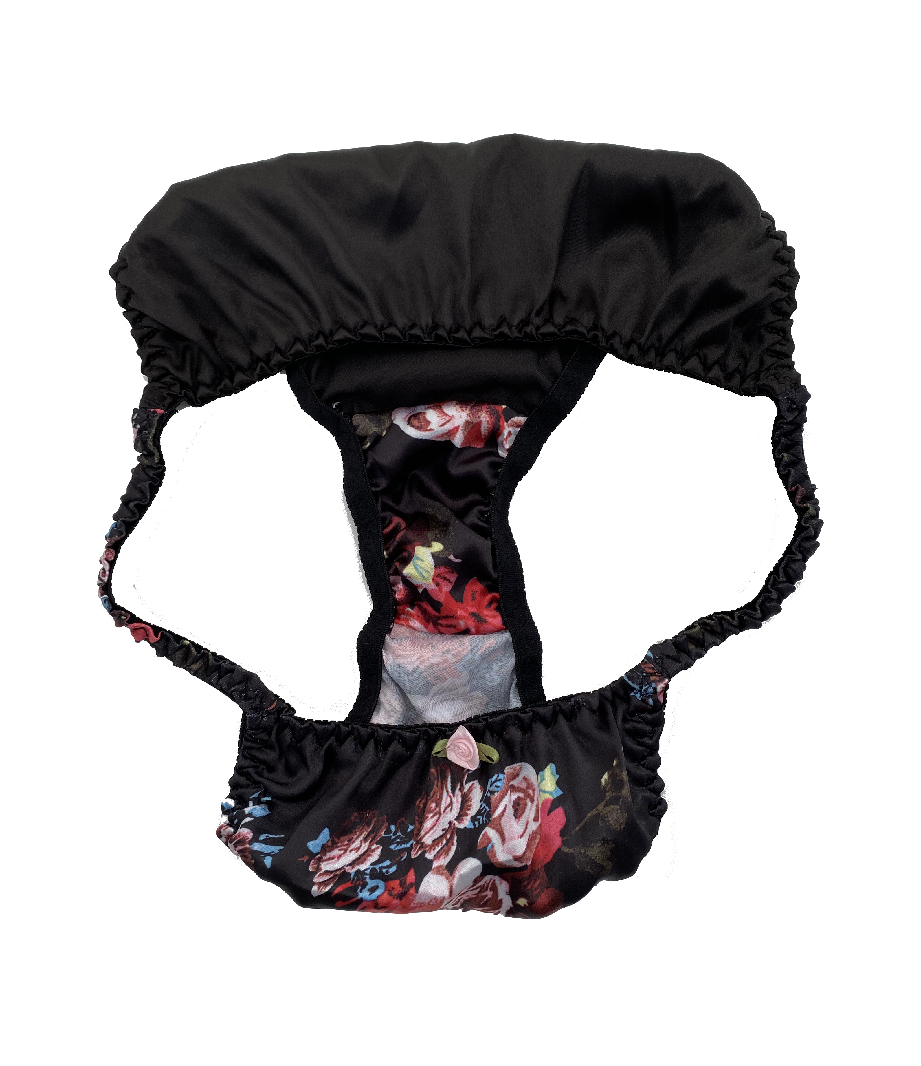 Satin Floral Tanga Sissy Knickers Underwear Briefs Panties Sizes 6-20 - Picture 5 of 6