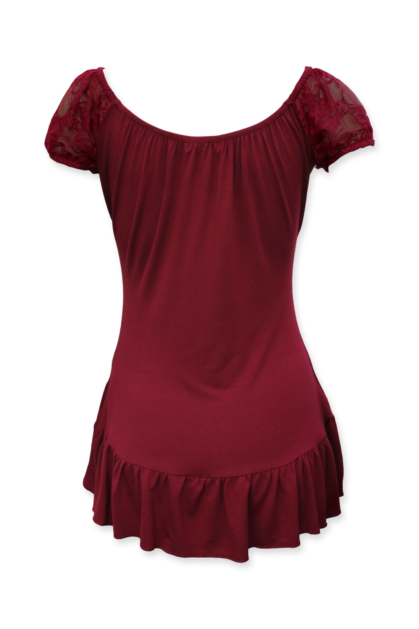 Women's Black White Red Purple Lace Cap Sleeve Gypsy Bardot Top Sizes 8 - 24 - Picture 13 of 13
