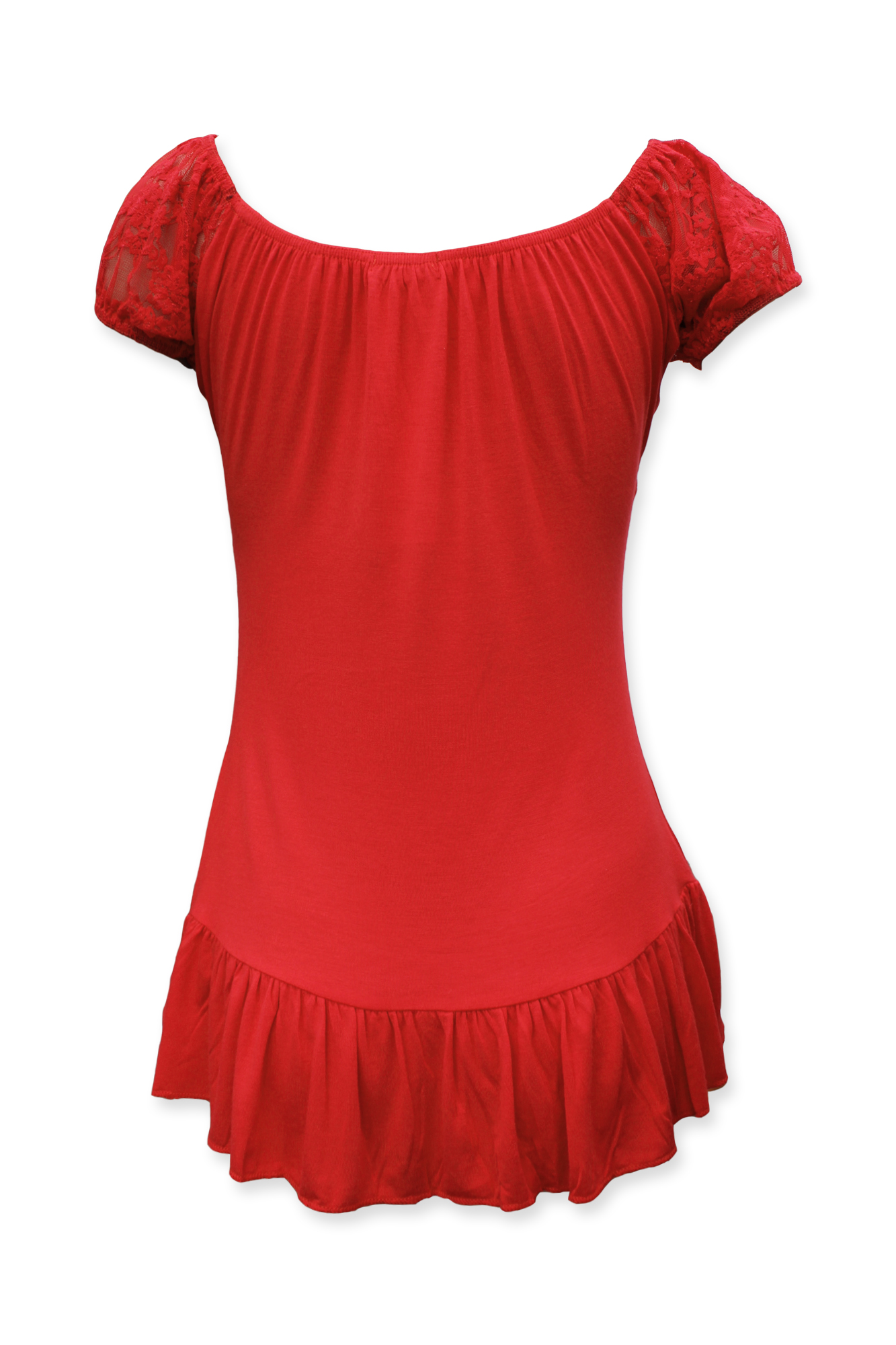 Women's Black White Red Purple Lace Cap Sleeve Gypsy Bardot Top Sizes 8 - 24 - Picture 5 of 13