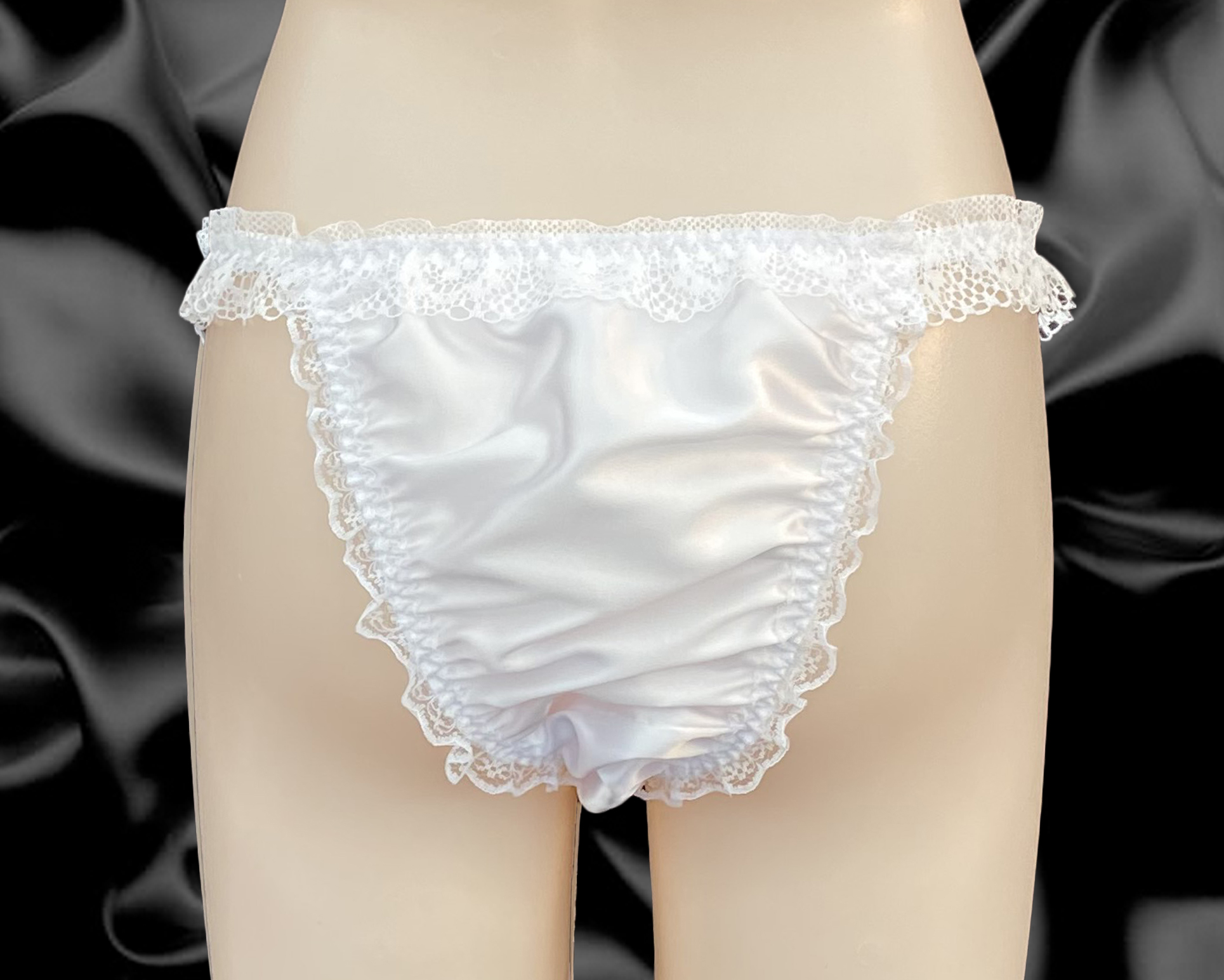 White Satin Silky Floral Sissy Frilly Lace Bikini Tanga Knickers Briefs Panties Ebay